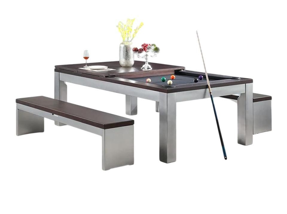 JVmoebel Billardtisch Billardtisch Esstisch 2 in 1 Multifunktionstisch Grau für Esszimmer, Made in Europe