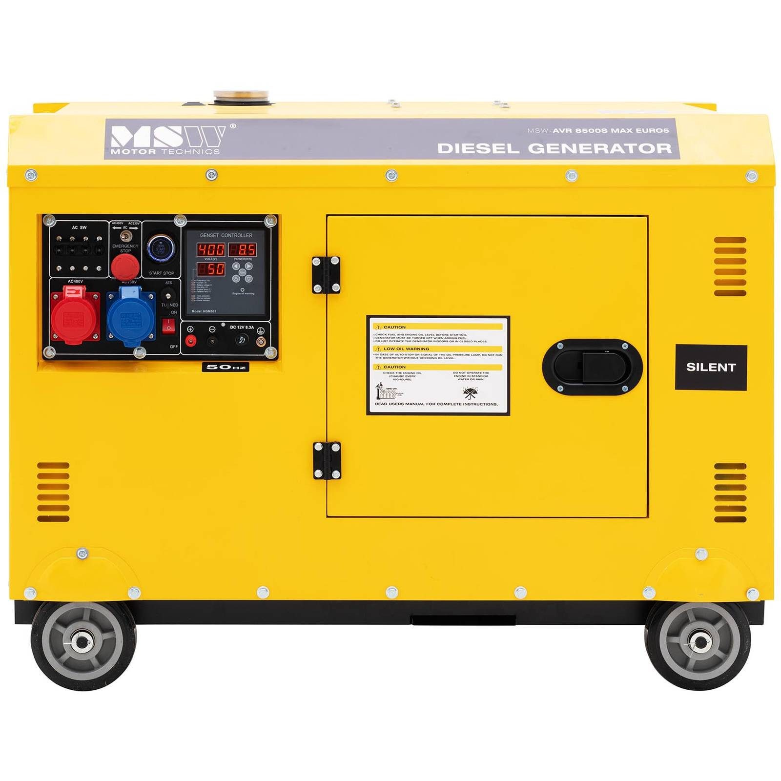 MSW Diesel Power Generator, Emergency Power Generator, 8500W, 30L, 240/400V, AVR Euro 5, 400V