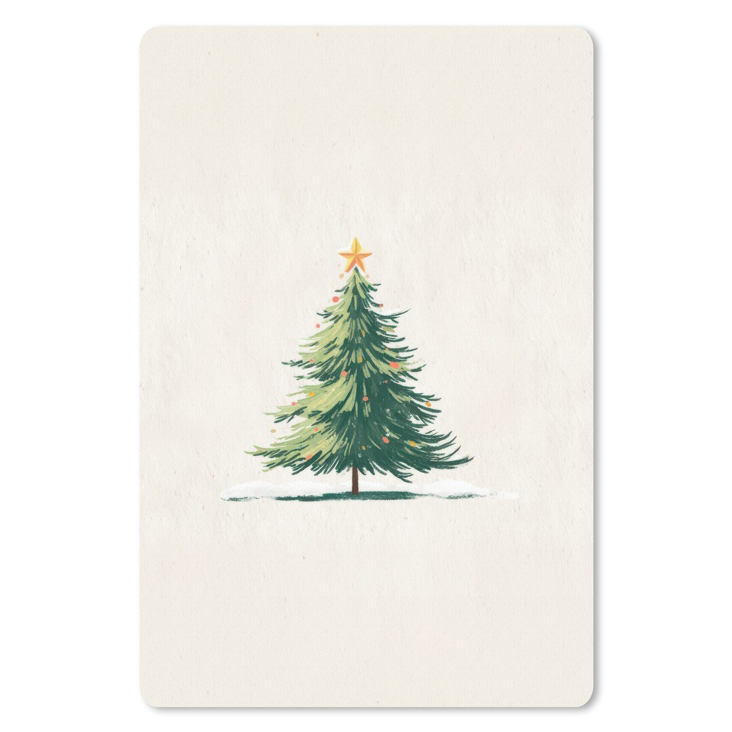MuchoWow Mauspad Weihnachtsbaum - Illustration - Stern - Schnee (1-St), Mousepad, Office und Gaming Zubehör, Desk Mat, 40x60 cm