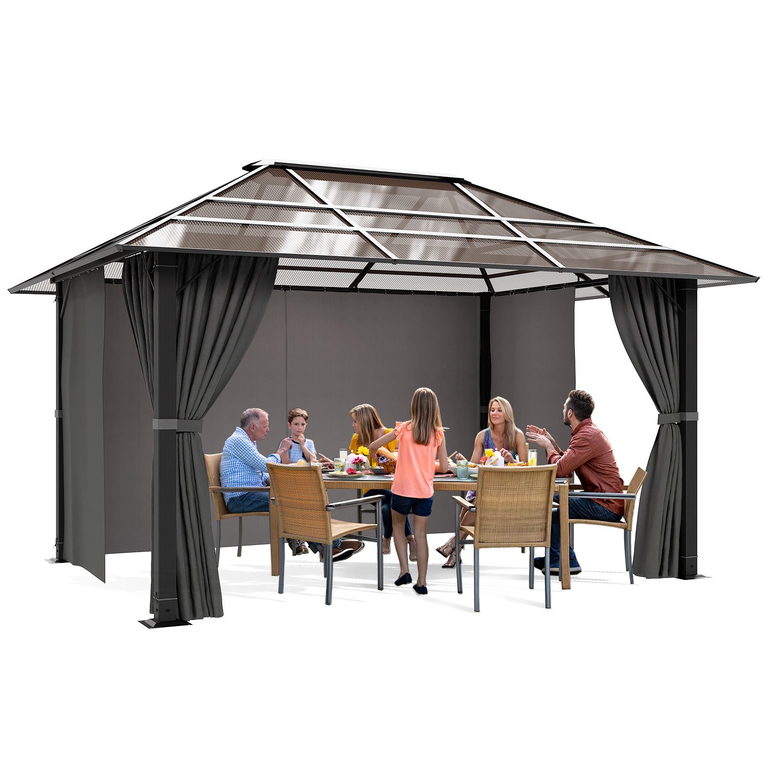 HOMALL Pavillon 3*3m/3*4m Gartenlaube - Aluminium günstig online kaufen