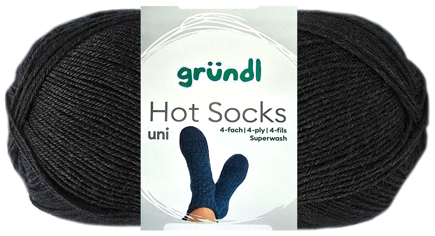 Gründl 100 Gramm Gründl Hot Socks Uni 4-fach Farbauswahl Effektgarn
