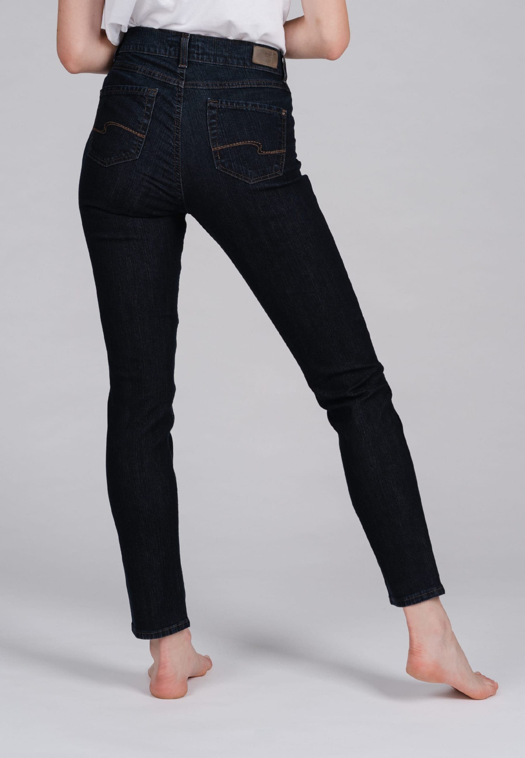 Label-Applikationen Skinny mit Slim-fit-Jeans sportivem Denim ANGELS mit Jeans dunkelblau