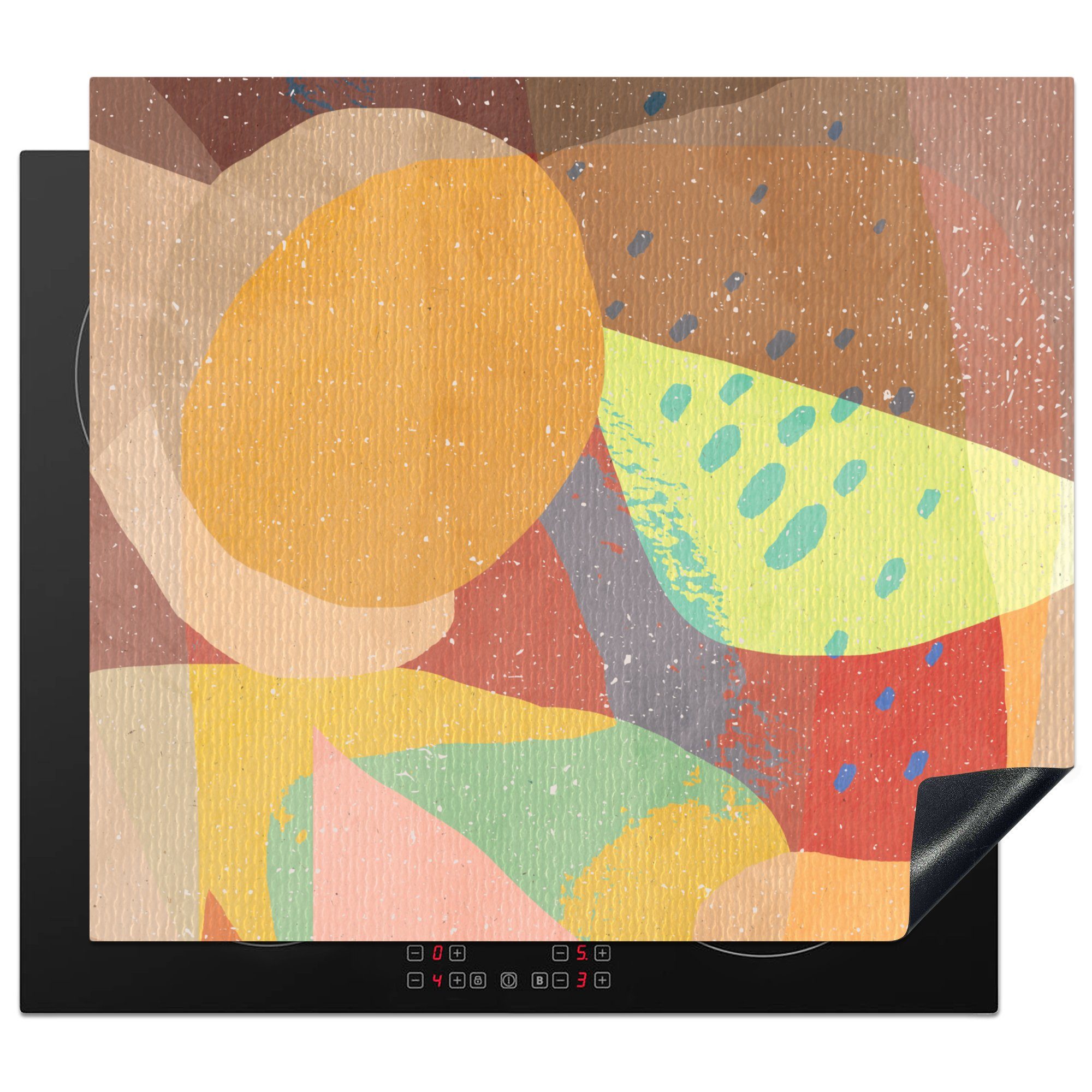 MuchoWow Herdblende-/Abdeckplatte Abstrakt - Kunst - Regenbogen - Pastell, Vinyl, (1 tlg), 60x52 cm, Mobile Arbeitsfläche nutzbar, Ceranfeldabdeckung