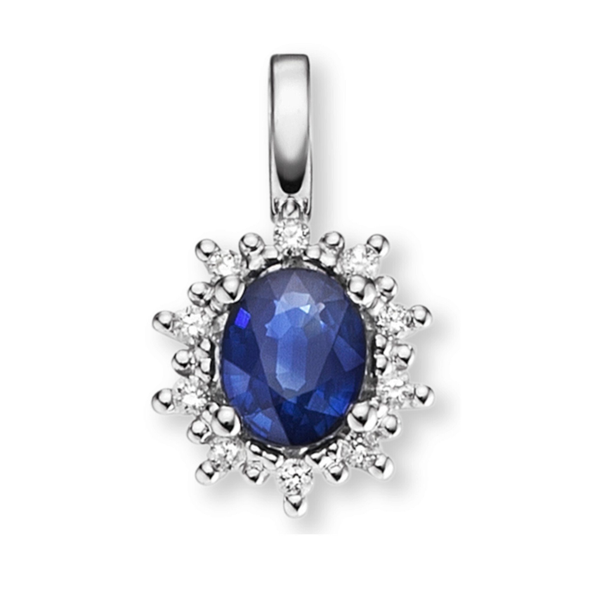 ONE ELEMENT Kettenanhänger 0.05 ct Diamant Brillant Safir Anhänger aus 585 Weißgold, Damen Gold Schmuck