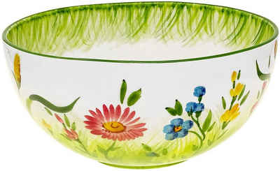 Lashuma Servierschale Blumenwiese, Keramik, (1-tlg), Große Rührschüssel 27 cm Ø mit bunten Blumen Design