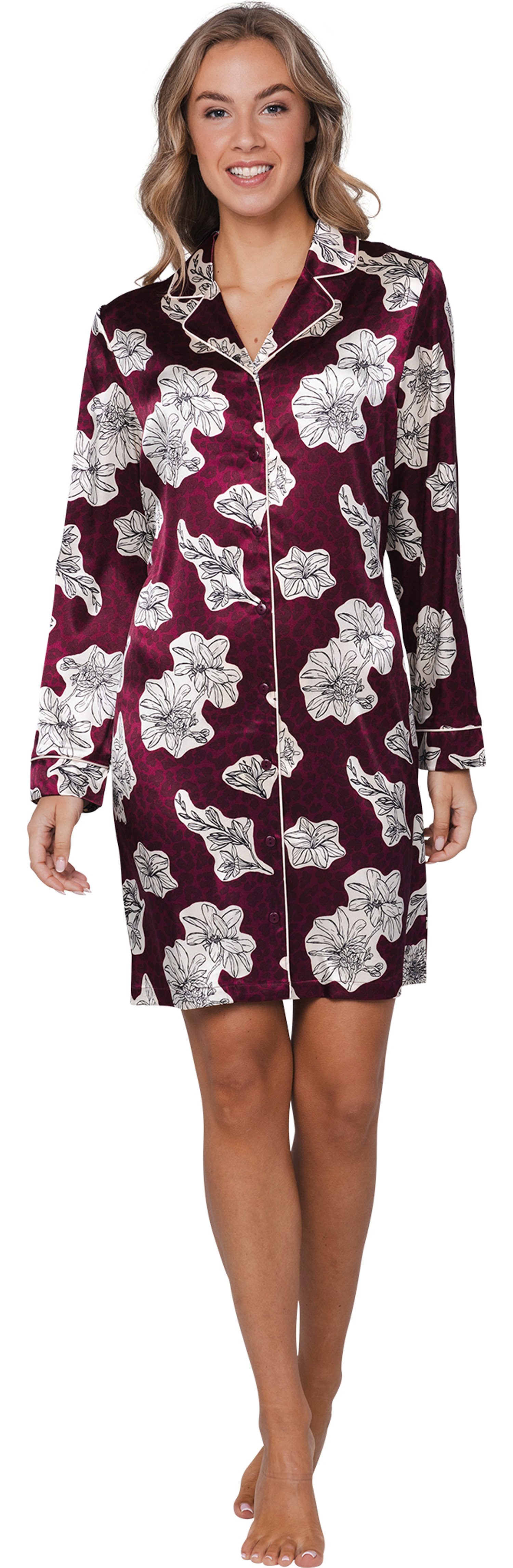 Pastunette Nachthemd Damen Satin Schlafshirt geknöpft (1-tlg) Edles Design günstig online kaufen