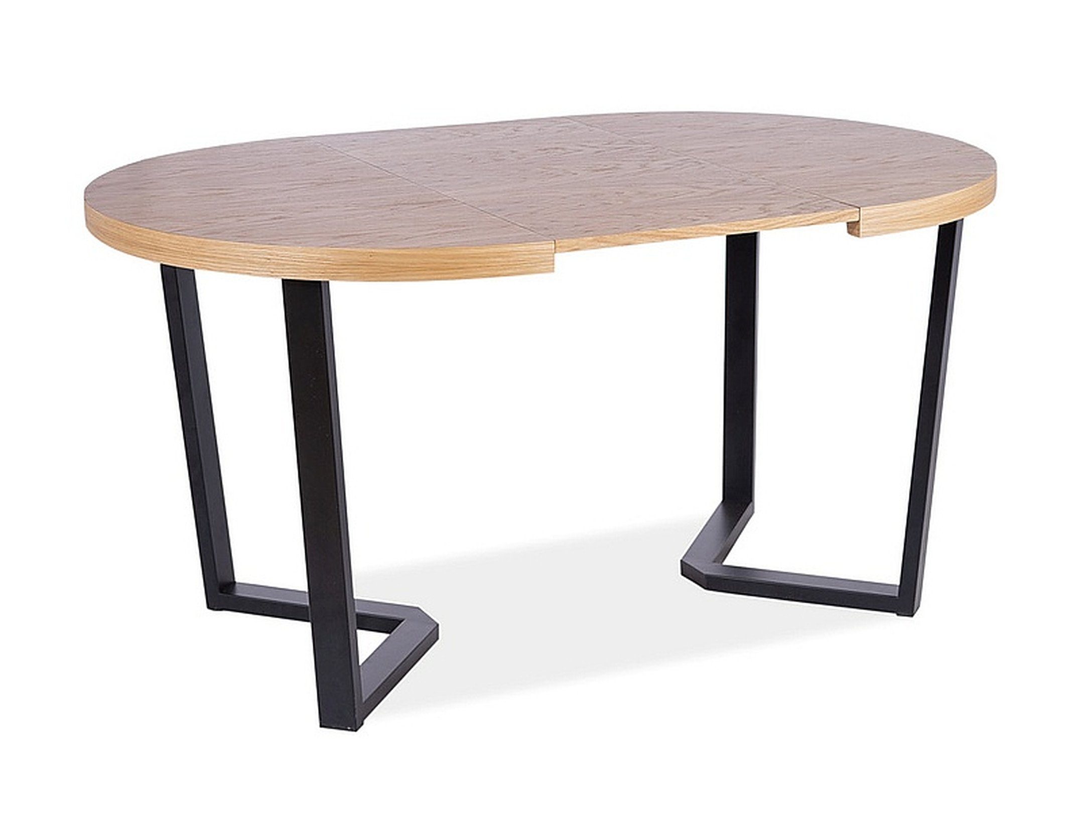 designimpex Esstisch Design GS-888 Eiche Natur - Schwarz matt rund ausziehbar oval