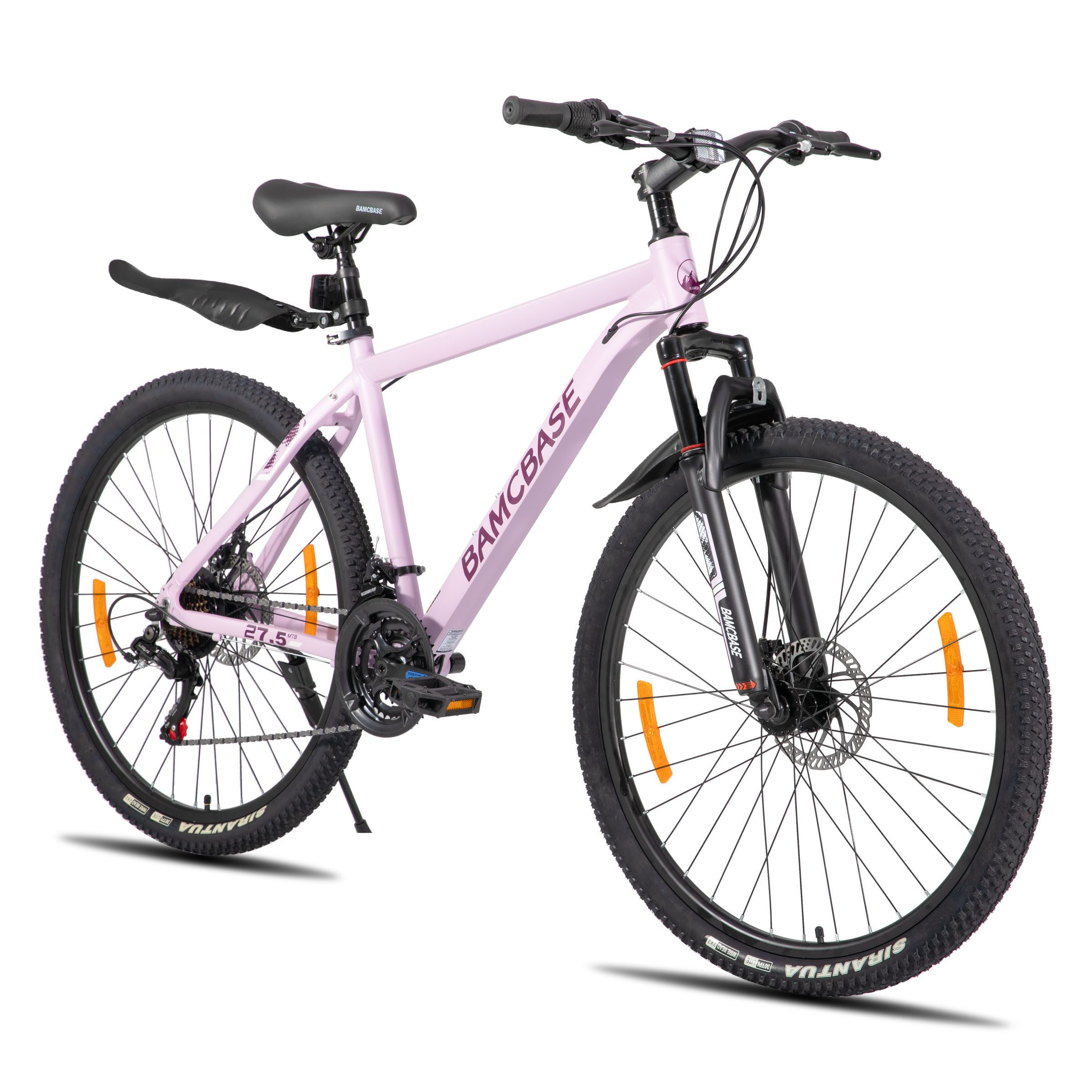 HILAND Mountainbike 26 27,5 Zoll Geländefähiges Fahrrad für Männer und Frauen, Aluminiumrahmen, 21-Gang, mechanischen Scheibenbremsen und Federgabel