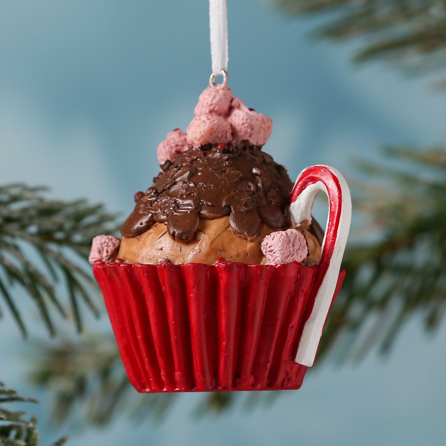 braun Törtchen Christbaumschmuck MARELIDA Geschenk H: 8cm Weihnachtsbaumschmuck Cupcake Muffin