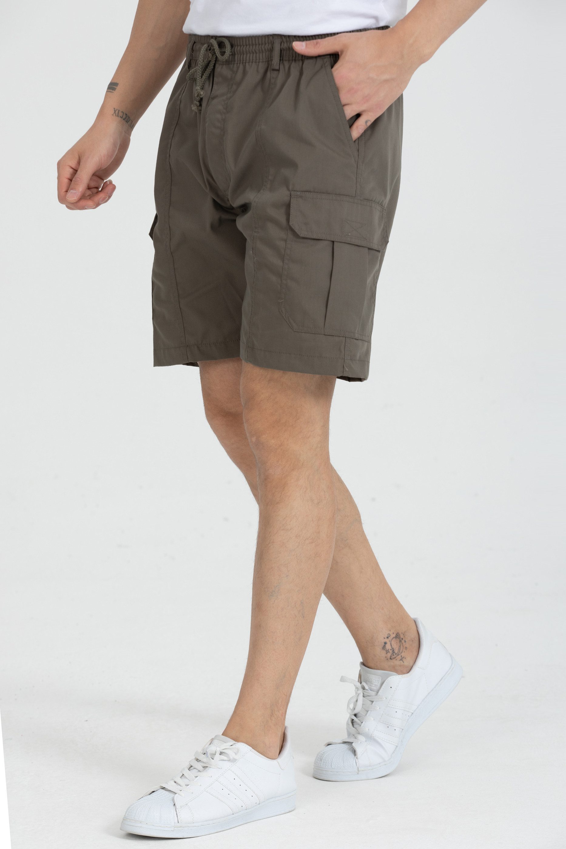 Kendindza Collection Cargoshorts Bermuda Herren Kurze Cargo Hose Schlupfhose Stretch Gummibund kurze hose Herren Cargoshorts Herren Sommer Stretch Gummibund