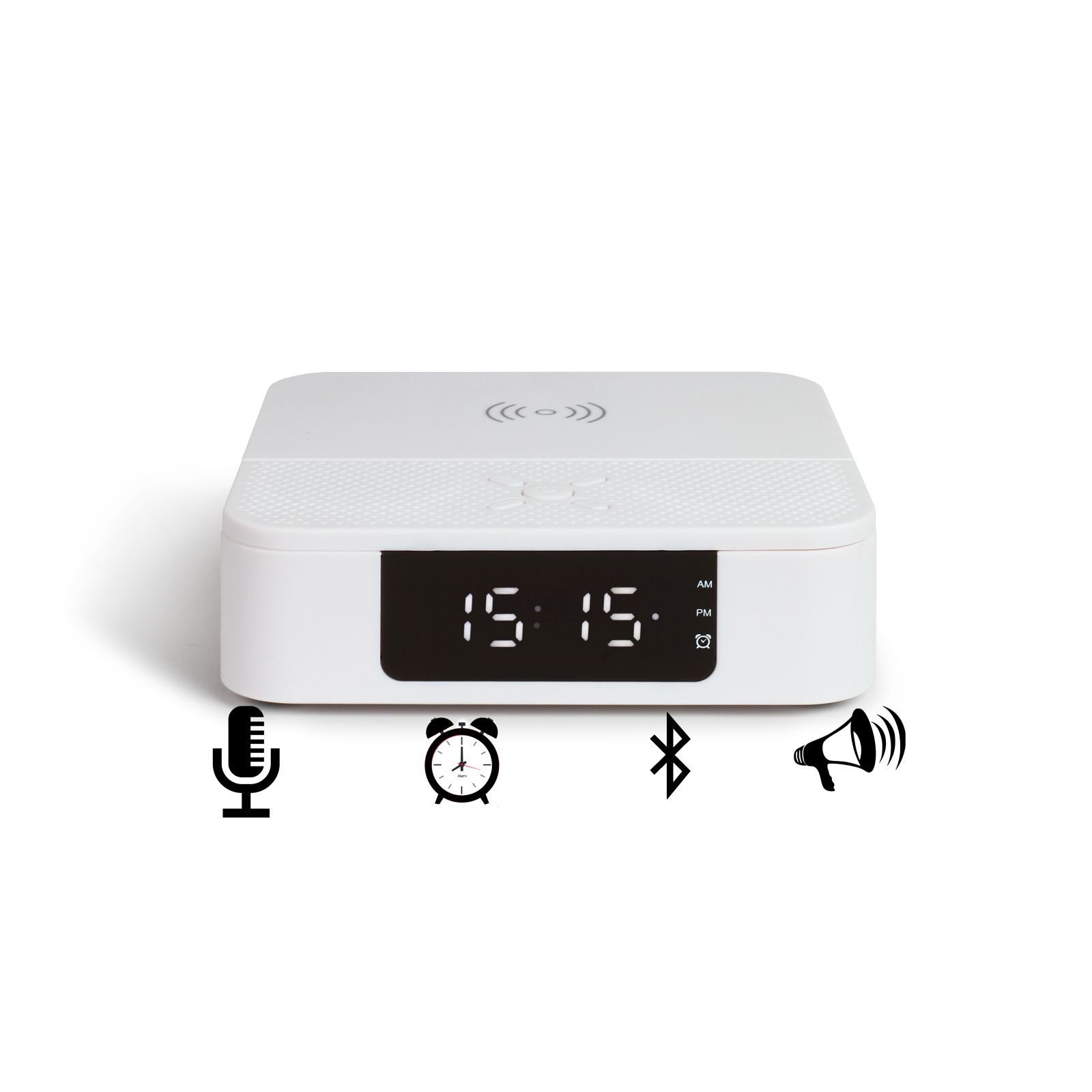LIVOO Radiowecker LIVOO Wecker Ladestation Bluetooth-Lautsprecher Mikrofon Akku TES235