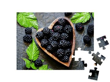 puzzleYOU Puzzle Brombeeren, Herzform, 48 Puzzleteile, puzzleYOU-Kollektionen Obst, Essen und Trinken