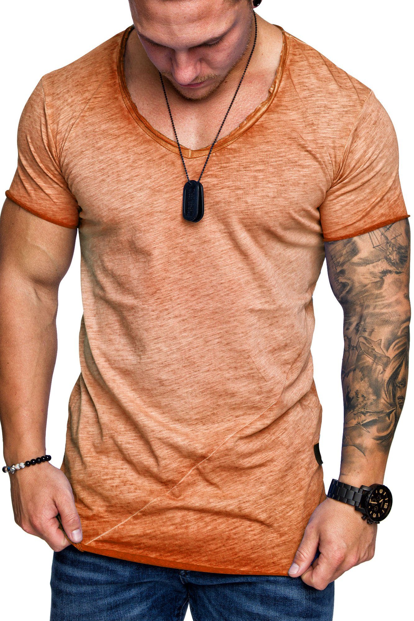 Amaci&Sons T-Shirt SAN FRANCISCO Herren Oversize Vintage Verwaschen V-Ausschnitt Shirt