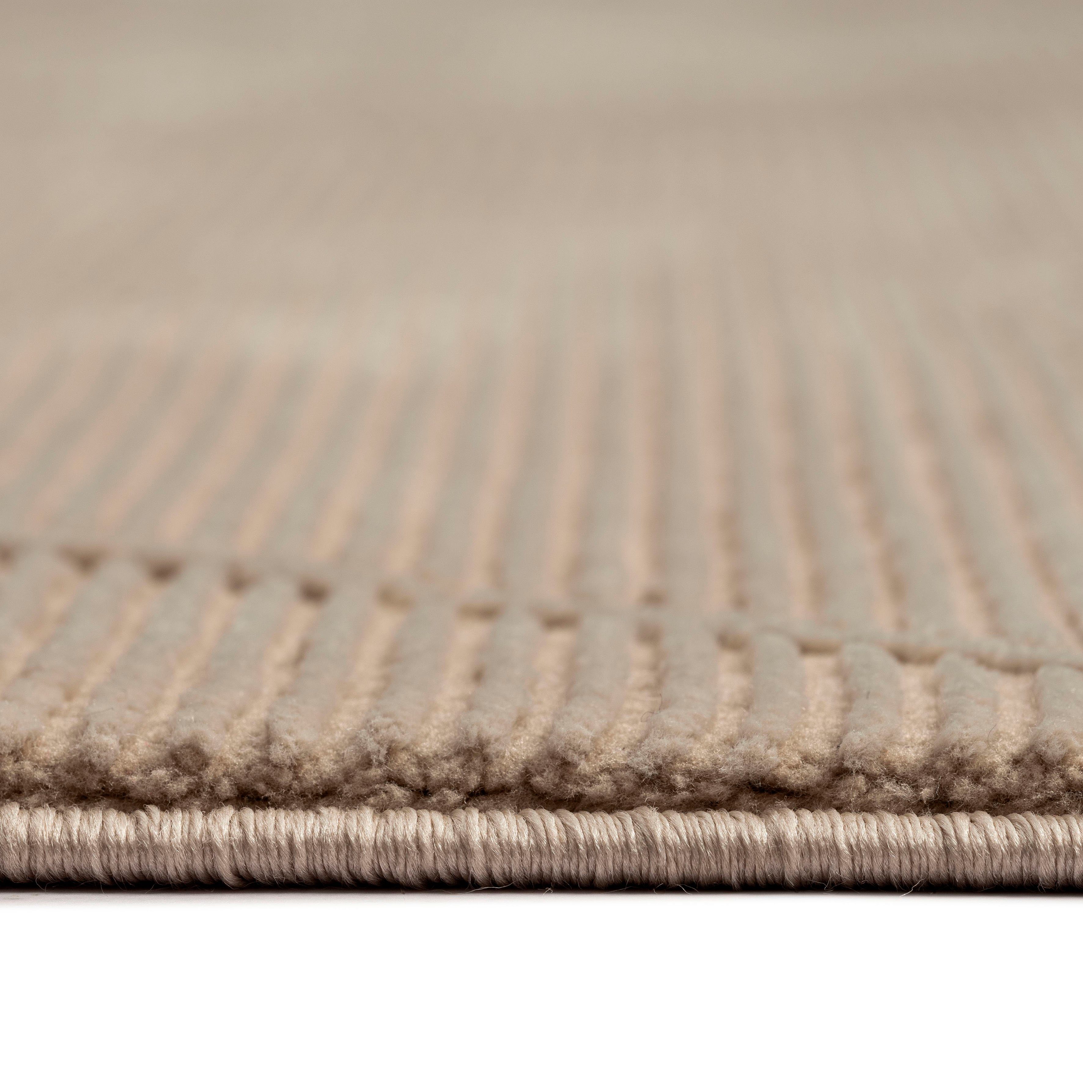 Teppich Sign rechteckig, 1903, mm, beige Hoch Tief merinos, Polyester, 100% recyceltem Wohnzimmer Raute, Höhe: Struktur, 12