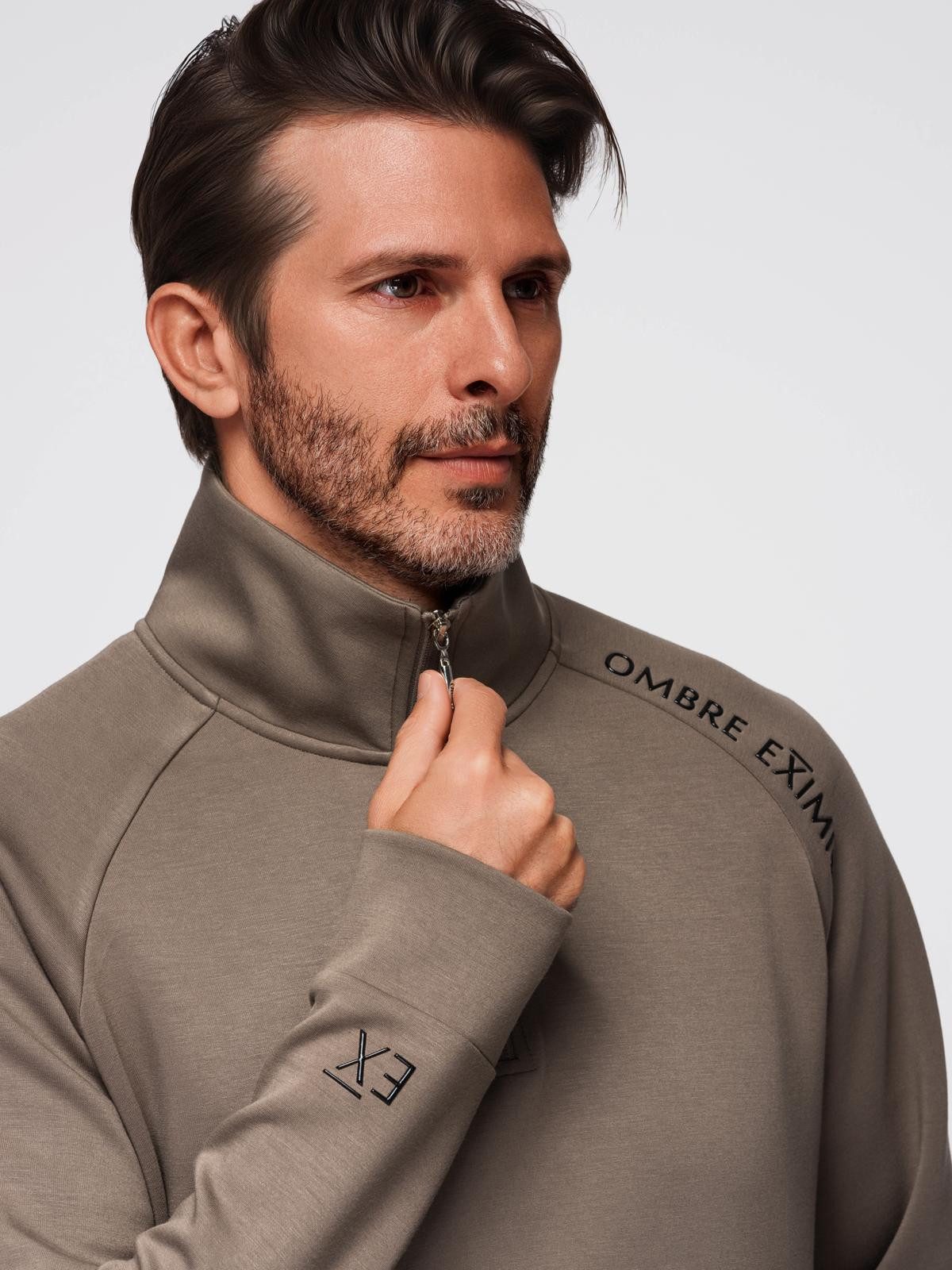 OMBRE Sweatshirt Herren-Sweatshirt mit Reißverschluss-Stehkragen günstig online kaufen