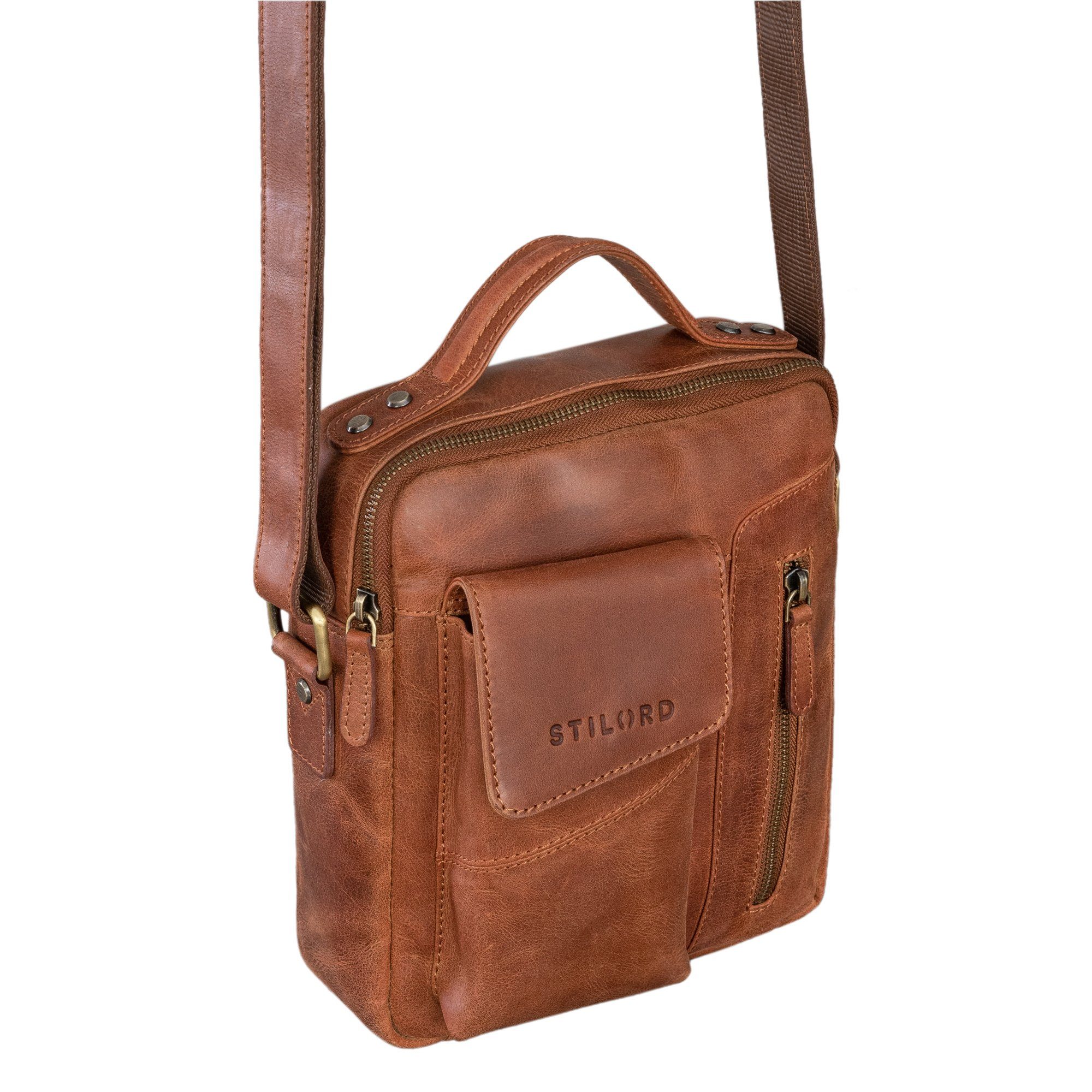 STILORD Schultertasche "Otis" Stilvolle Leder Umhängetasche Herren Klein