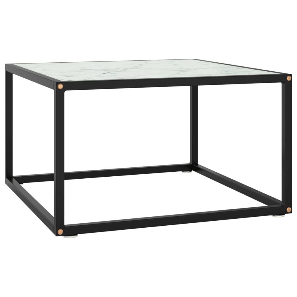 Weißem cm Glas furnicato Marmor-Optik mit 60x60x35 Couchtisch Schwarz in