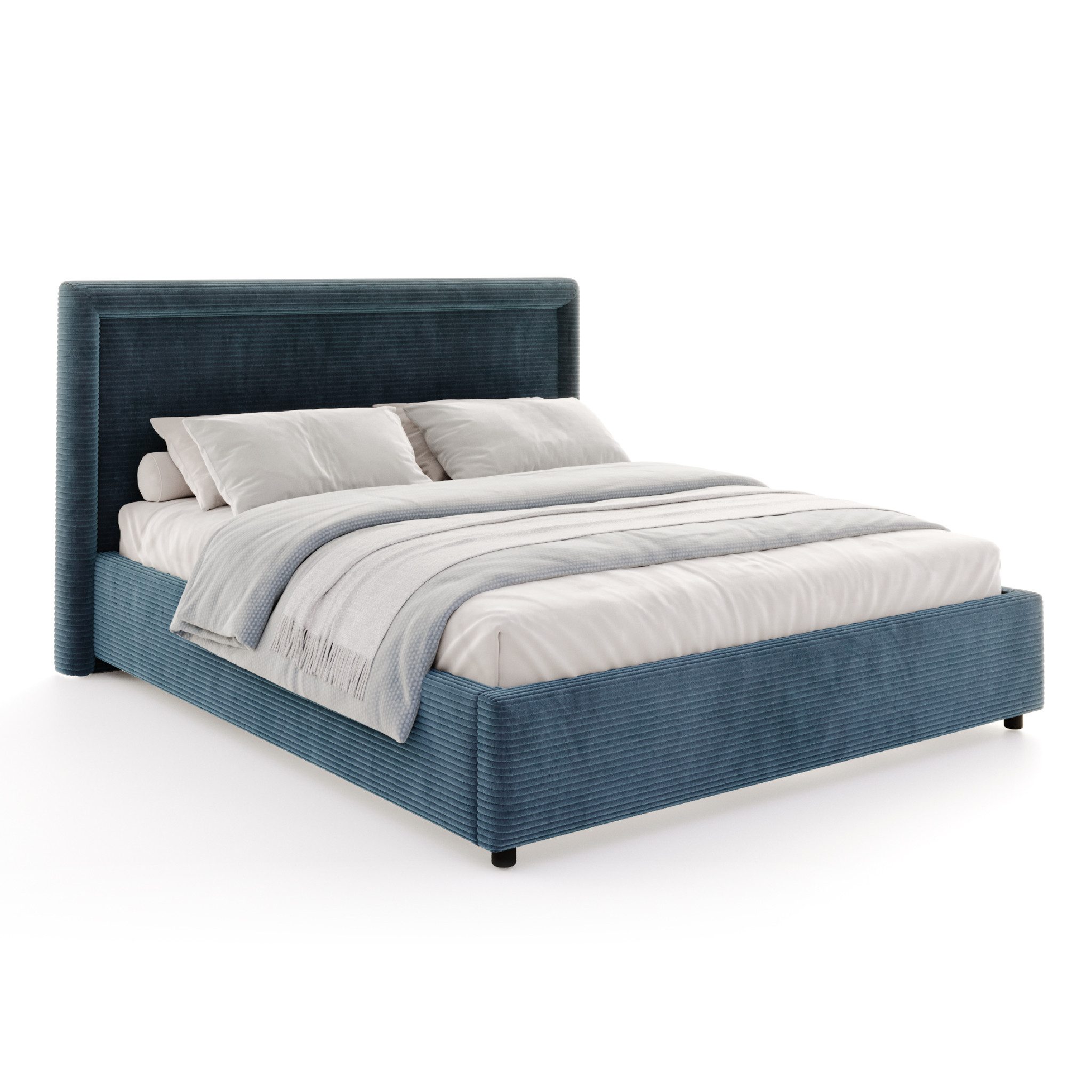 FDM Polsterbett BUSCA modern mit Bettkasten MADE IN EU - mit Cord Bezug (verfügbar 90x200 120x200 140x200 160x200 180x200cm, Bettrahmen, Bett, mit großen gepolsterten Kopfteil, mit Bettkasten zum aufklappen), Hebbarer Metallrahmen, Bettkasten, mit/ohne Matratze
