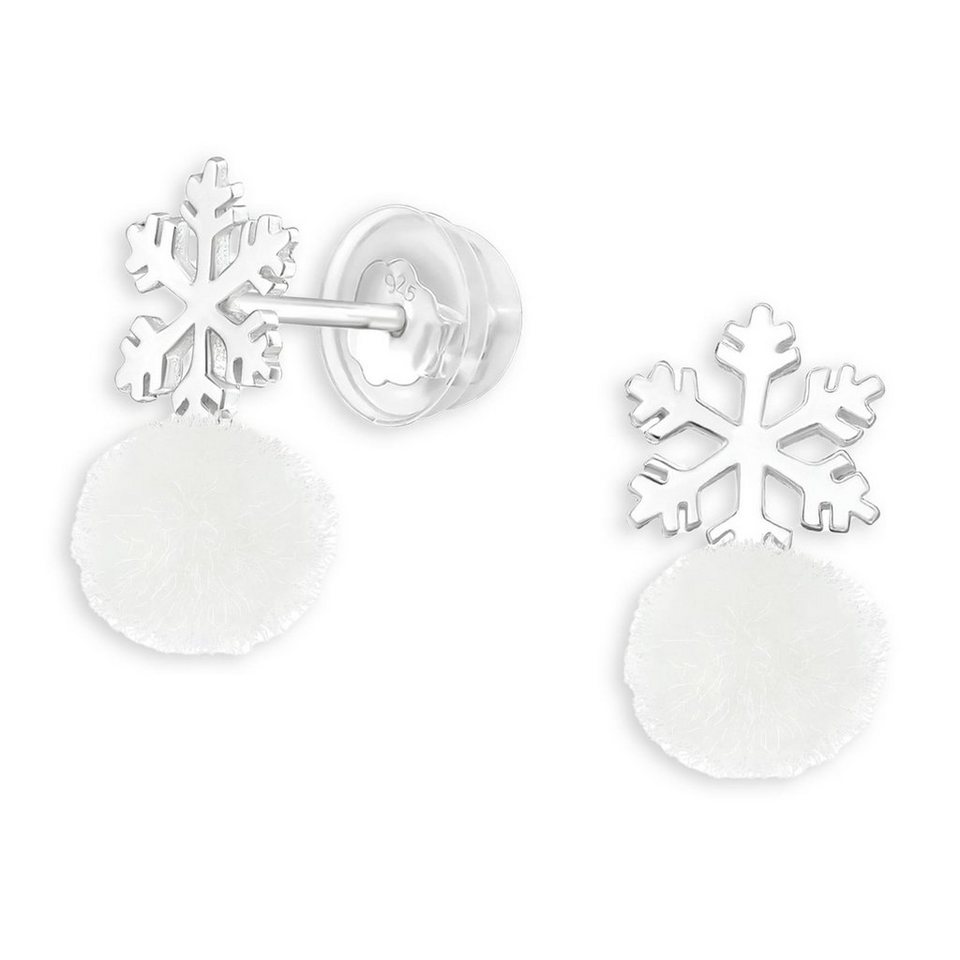 Monkimau Paar Ohrstecker Schneeflocken Kinder Ohrringe aus 925 Silber  (Packung)