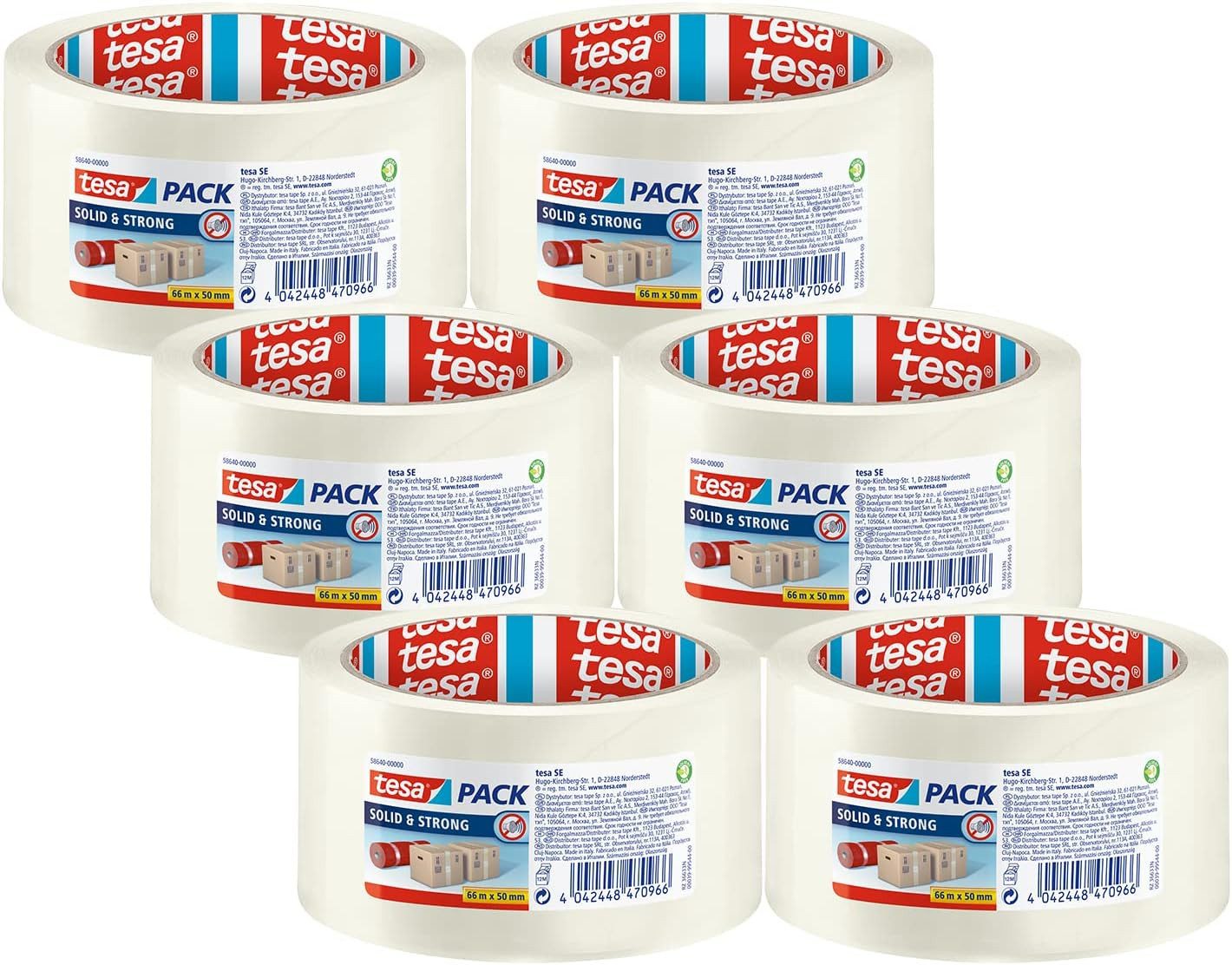 Klebeband pack Solid & Strong Packband 6 Rollen braun oder transparent 66mx50mm