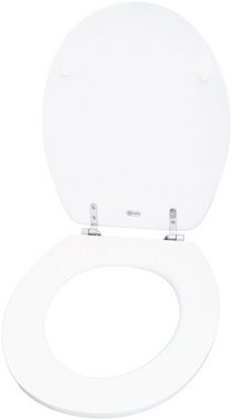 CORNAT WC-Sitz Klassisch weißer Look - Hochwertig Holzkern - Komfortables Sitzgefühl, Schlichtes Design passt in jedes Badezimmer / Toilettensitz