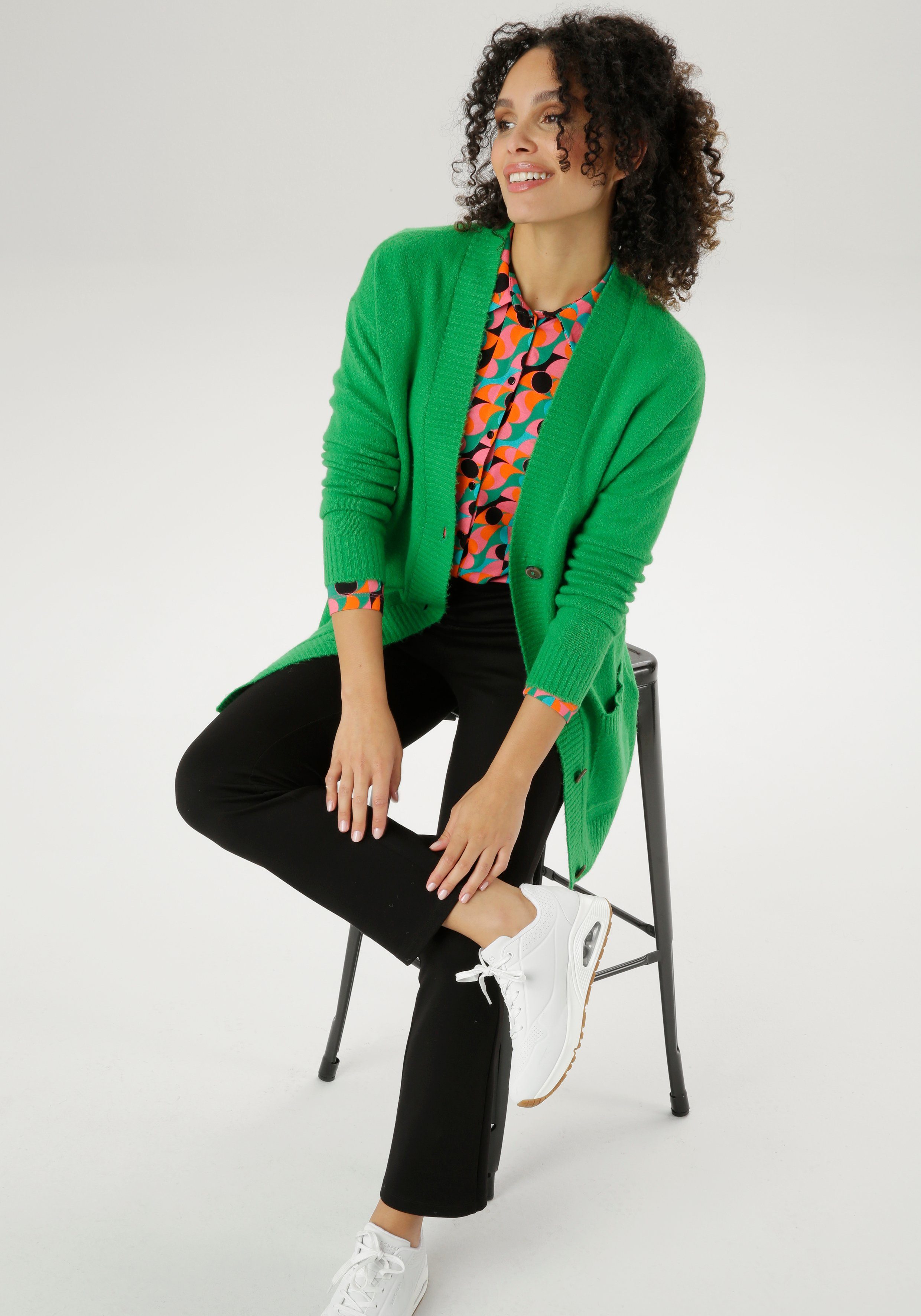 Aniston SELECTED Longstrickjacke mit aufgesetzen Taschen