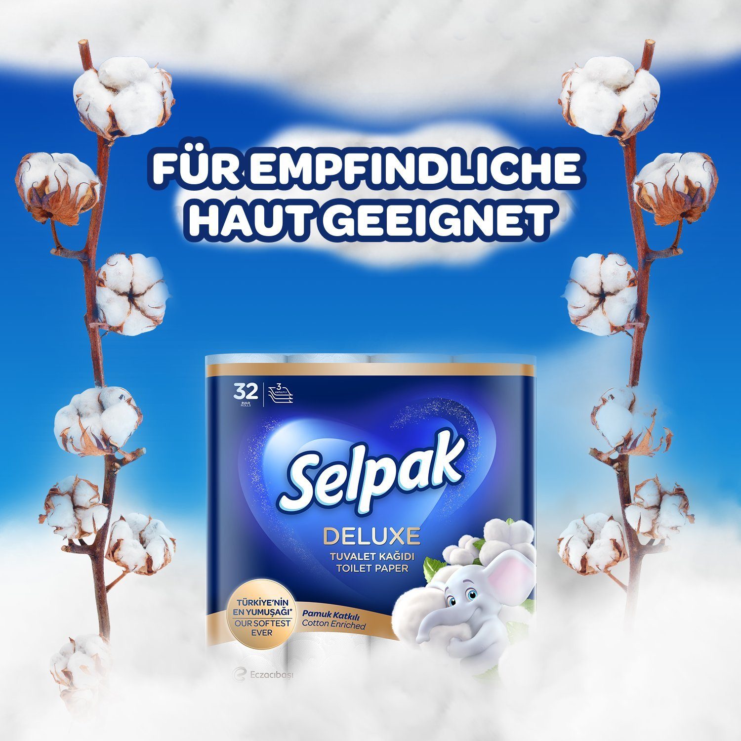 SELPAK Toilettenpapier Deluxe 3-lagig, Toilet Paper, 96 Rollen (3 x 32 Rollen) (96-St)