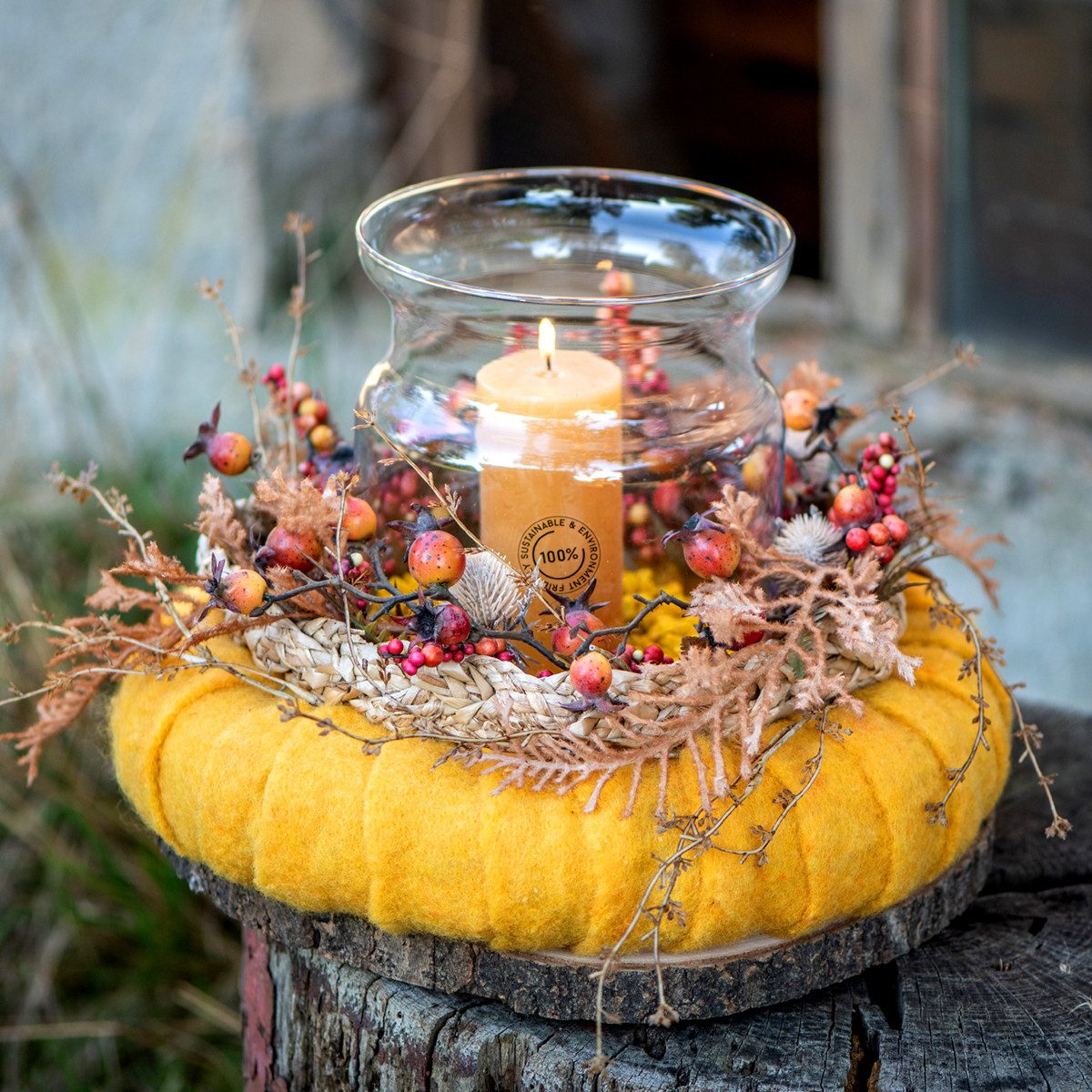 Viana Streudeko Künstliche Herbstdekoration Disteln Beeren Farn 65cm Kunstp günstig online kaufen