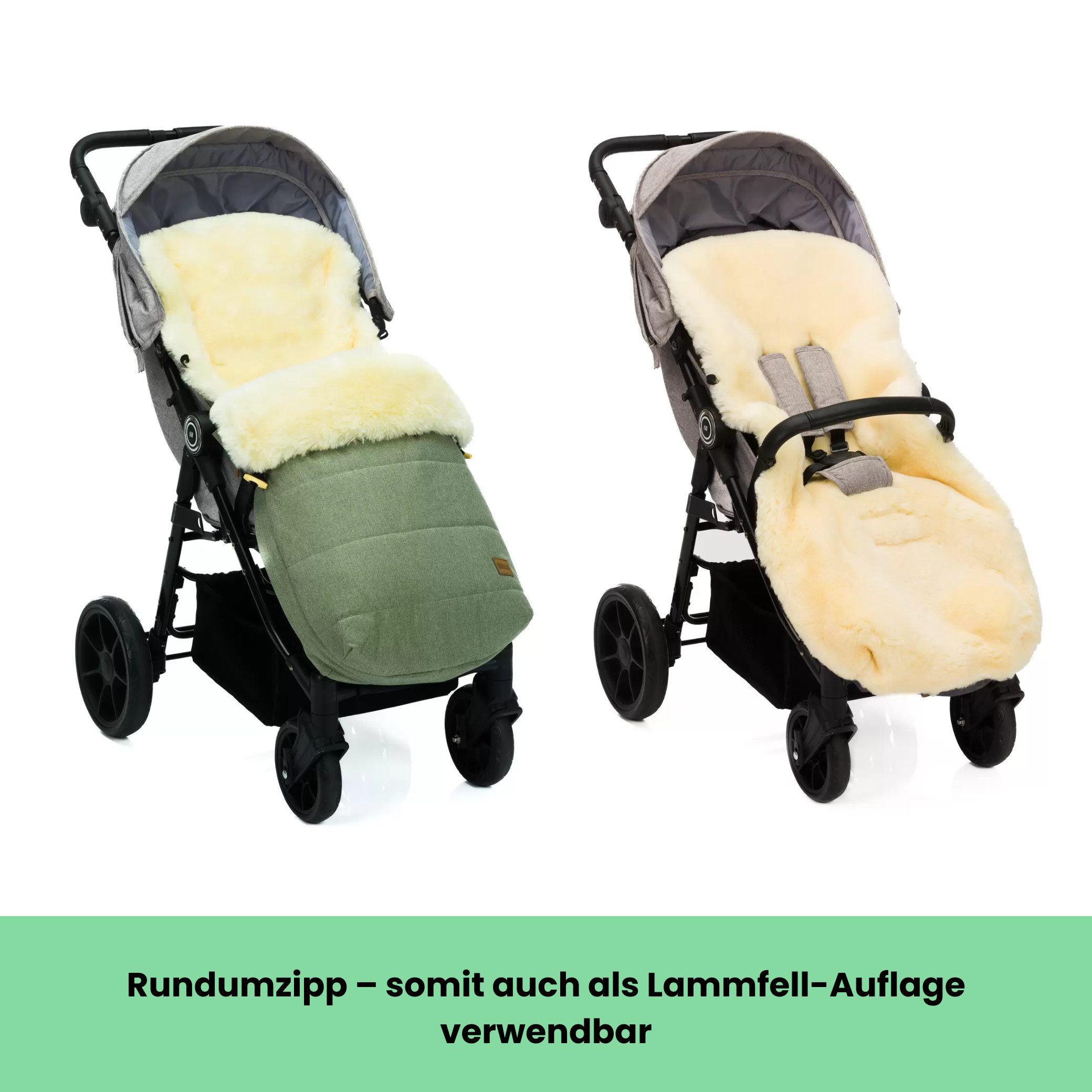 Fillikid Fußsack Winterfußsack Bernina Lammfell Exklusiv, Warmer Winterfußsack mit echtem Merino-Lammfell wasserabweisend und – Bild 5 von 5