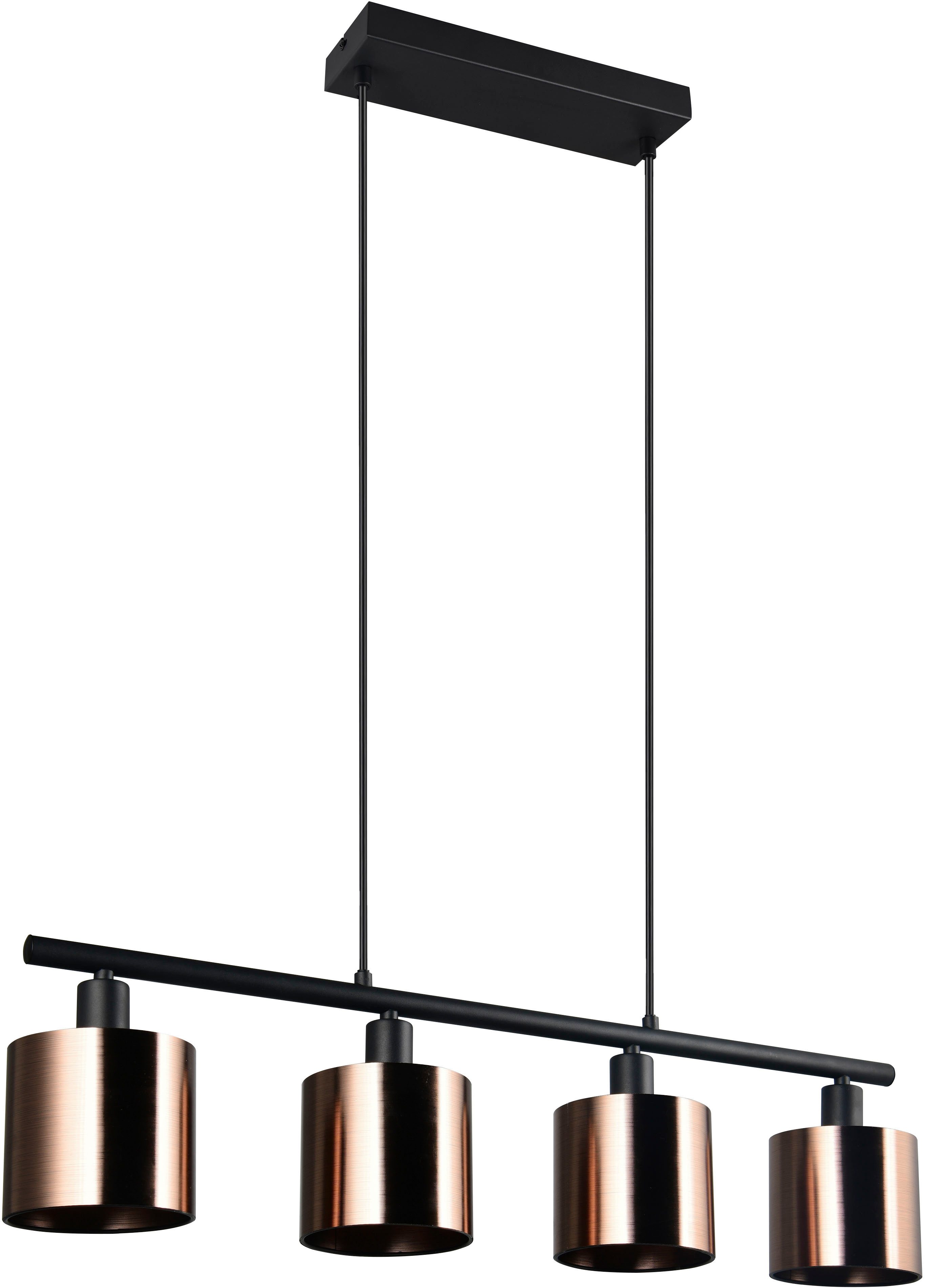Reality Leuchten Pendelleuchte Jason, ohne Leuchtmittel Hängelampe Esstisch 4-flammig, 4xE14 max 10W, Leuchtmittel wechselbar, warmweiß - kaltweiß, höhenverstellbar max 150cm, mit semi-transparenten Kunststoff-Schirmen