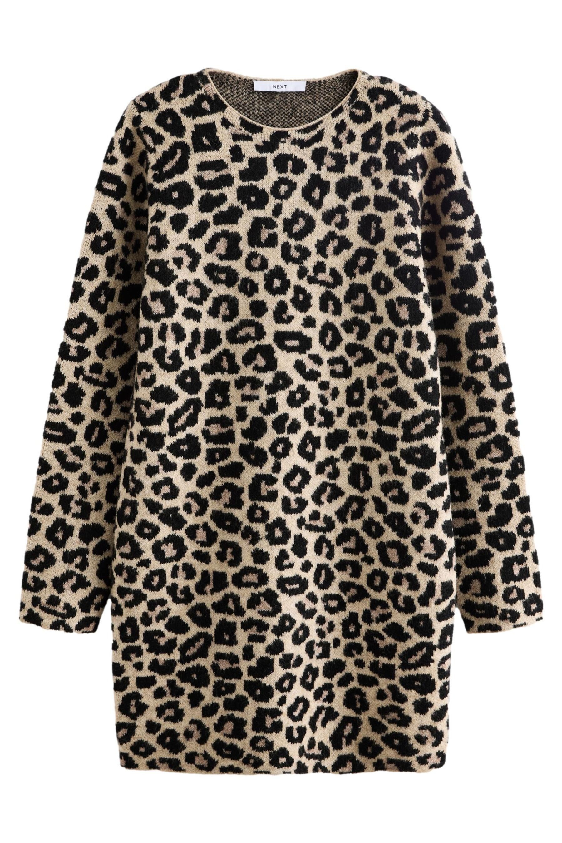 Next Druckkleid Langarm-Strickkleid Etuikleid mit Leopardenmuster günstig online kaufen