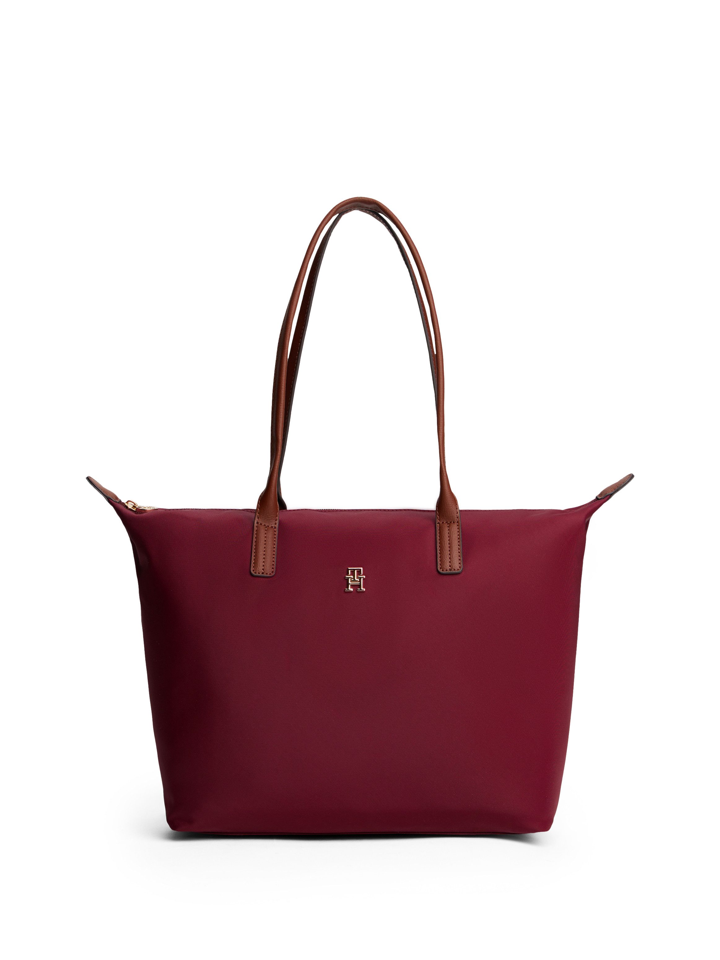 Tommy Hilfiger Tragetasche POPETTE TOTE, Damen Schultertasche mit kontrastfarbigen Henkeln