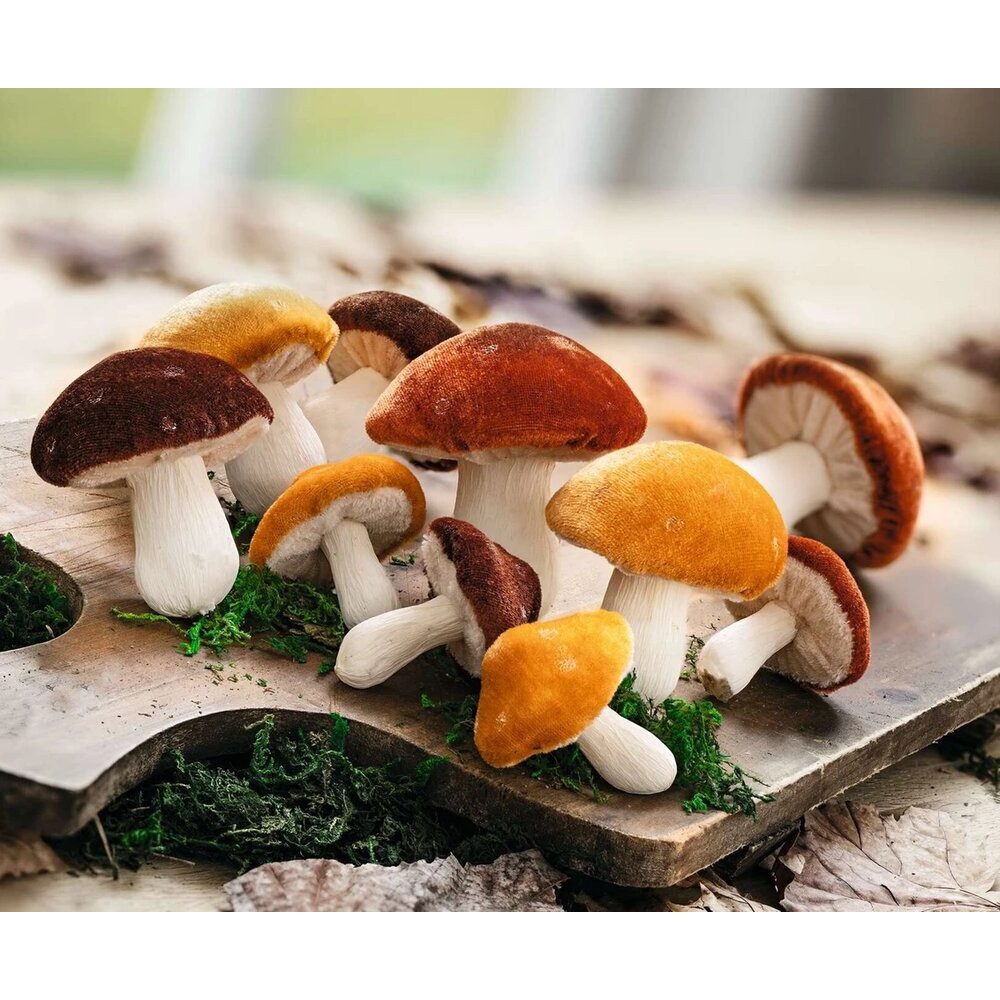 Home-trends24.de Dekofigur Pilz Herbst Figur Deko Pilze Samt Kunststoff 10er Set (10 St)