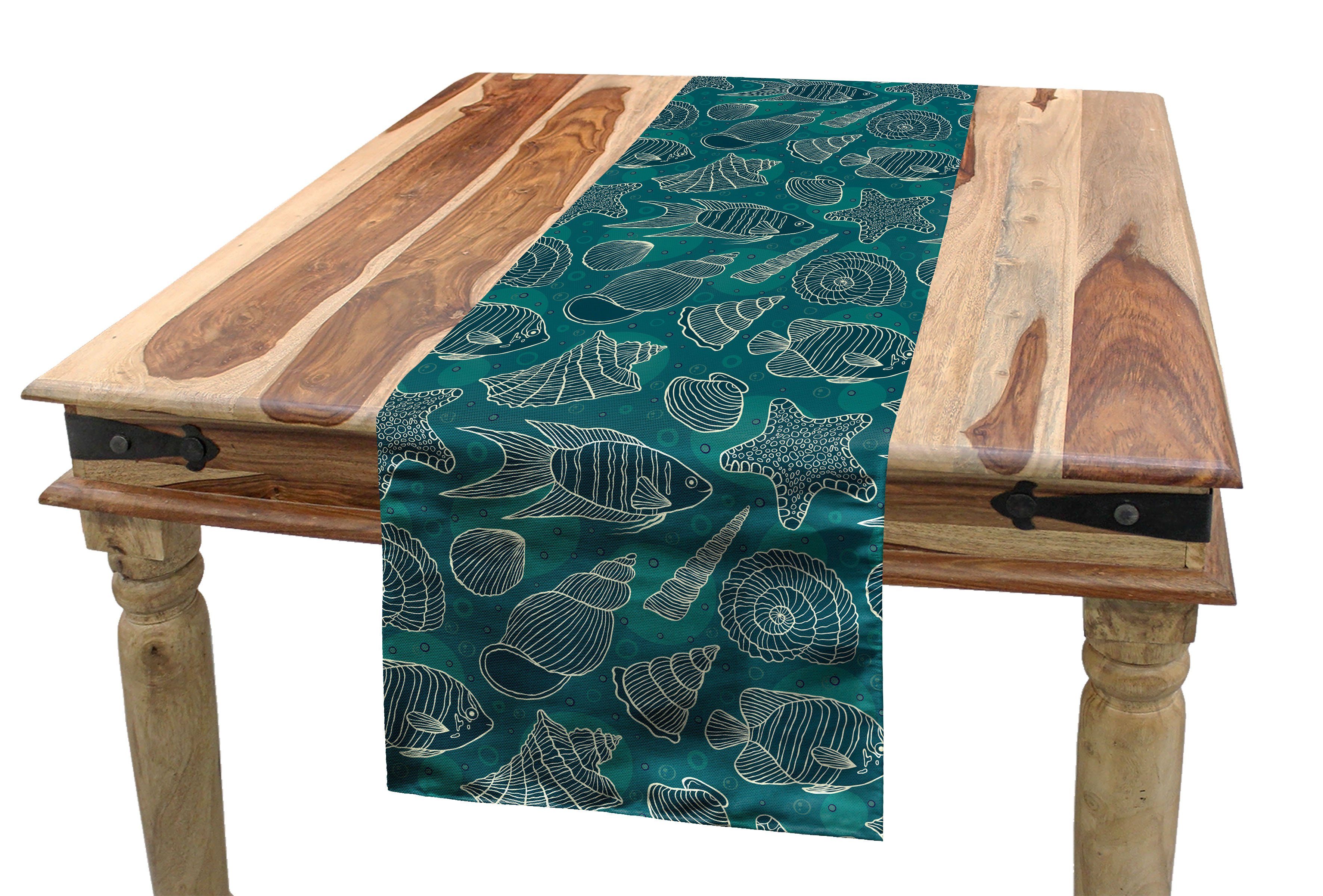 Abakuhaus Tischläufer Esszimmer Sea Rechteckiger Entwurf Tischläufer, Ocean Küche Line Dekorativer Shells