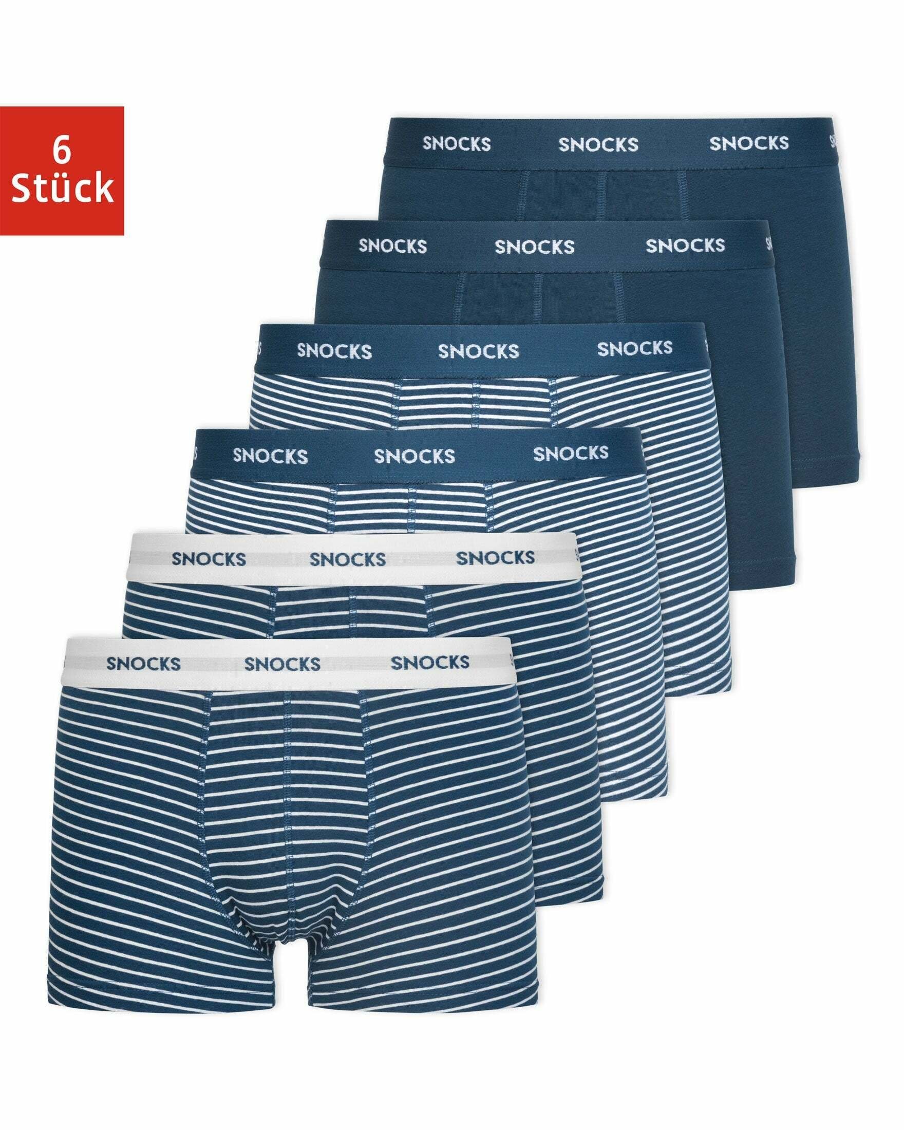 SNOCKS Boxershorts mit Streifen Enge Unterhosen Herren Männer (6-St) aus  Bio-Baumwolle, ohne kratzenden Zettel