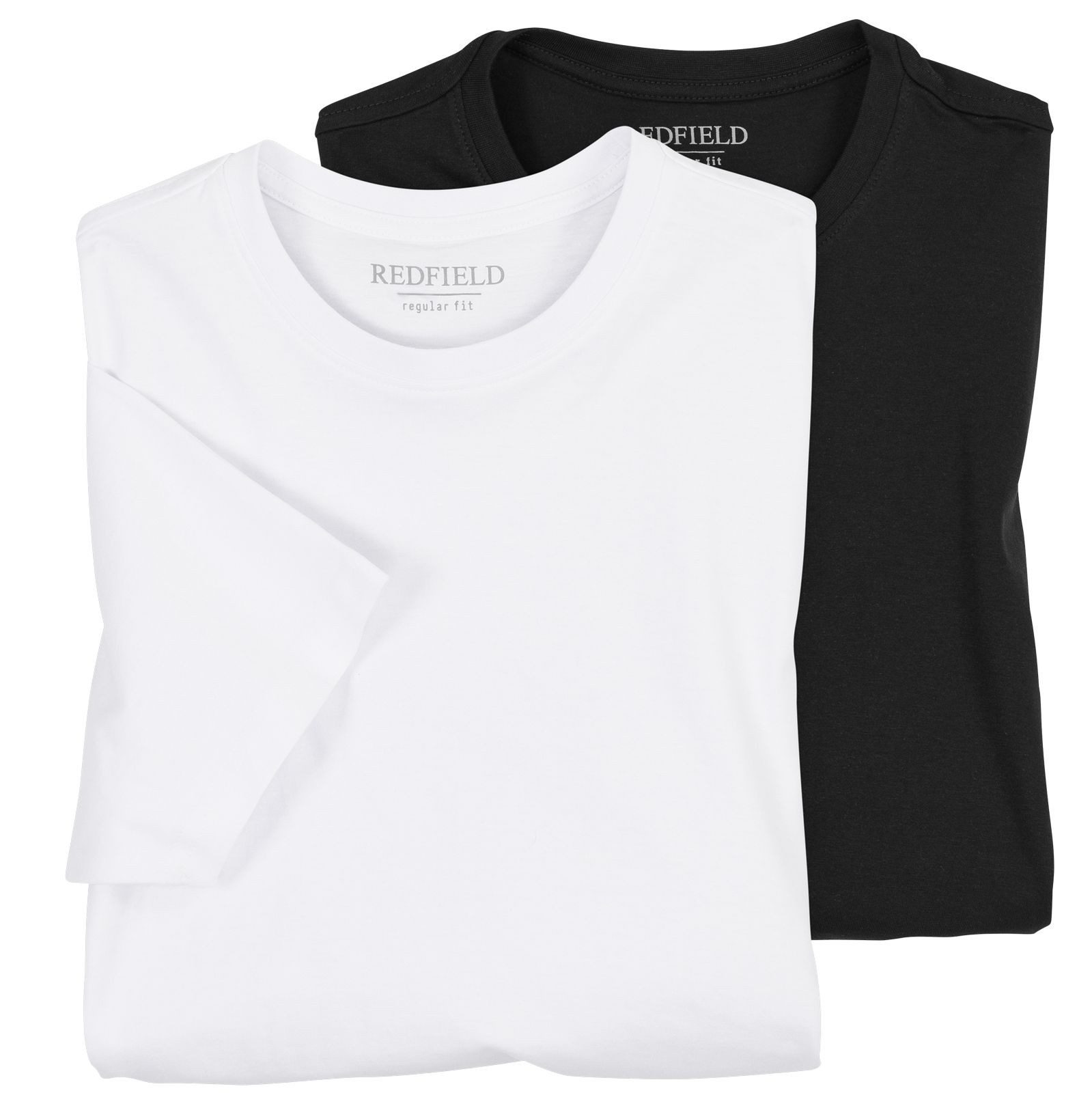 redfield Rundhalsshirt Redfield Übergrößen T-Shirts Doppelpack weiß/schwarz