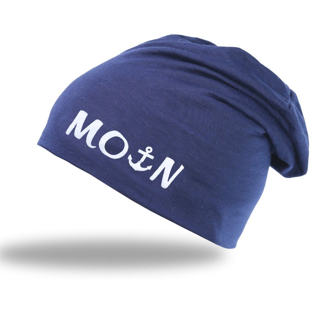 MOIN Jersey Sonia Beanie Aufdruck unifarben Unisex marine maritim Originelli mit Beanie Mütze Anker