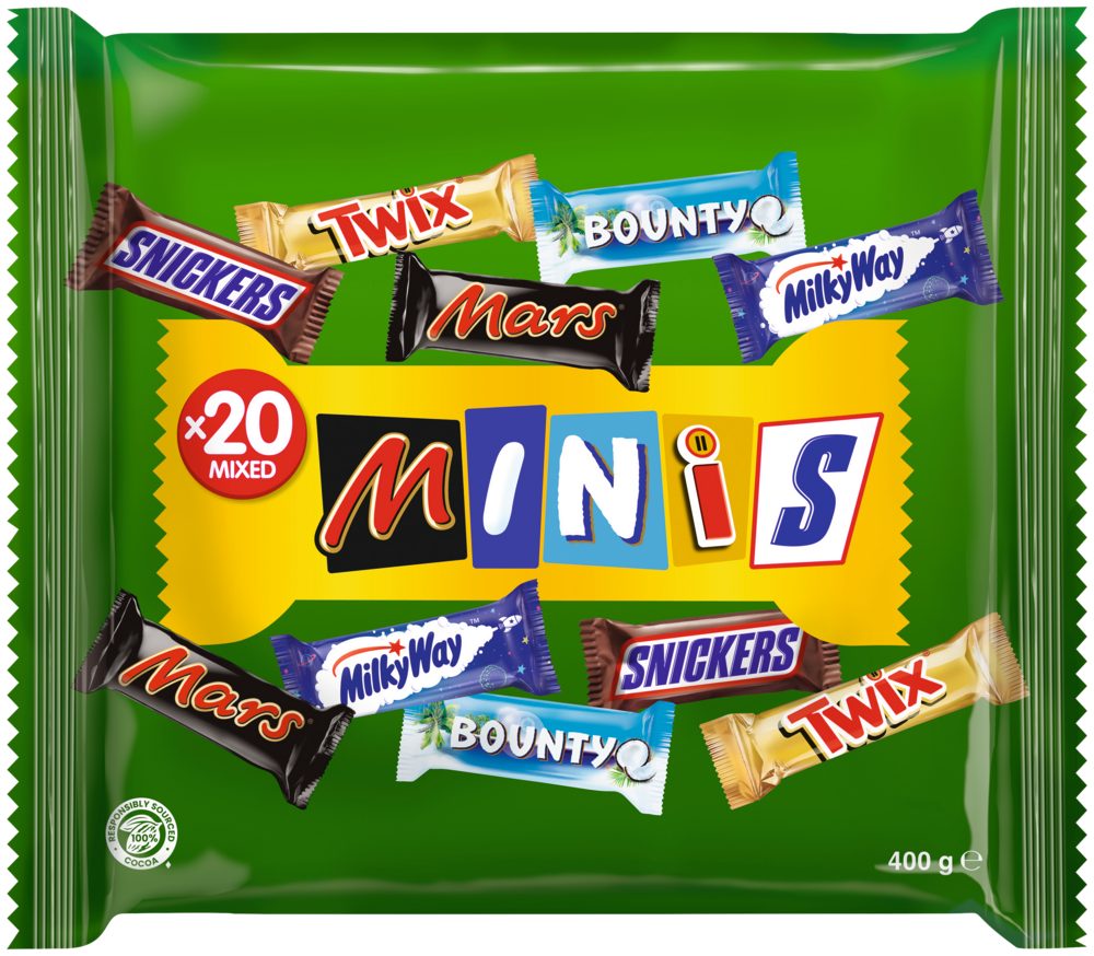 Mars GmbH Süßigkeit Mixed Minis 4x400g, 1600g, Snickers, Twix, Mars, Bounty, Milky Way