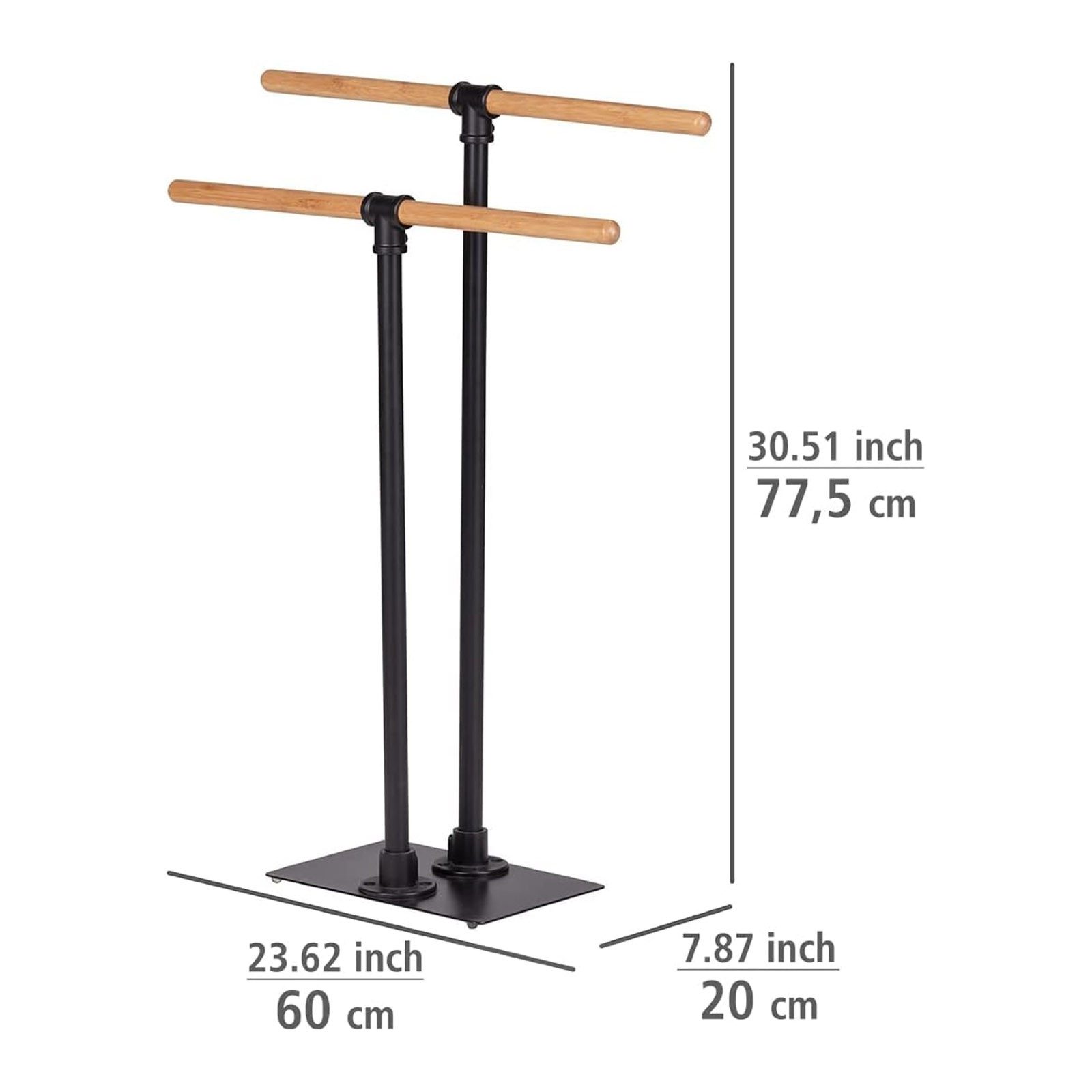 WENKO Handtuchständer Forli Handtuchstangen, mit 2 Stangen 60 x 82 x 20 cm Freistehend