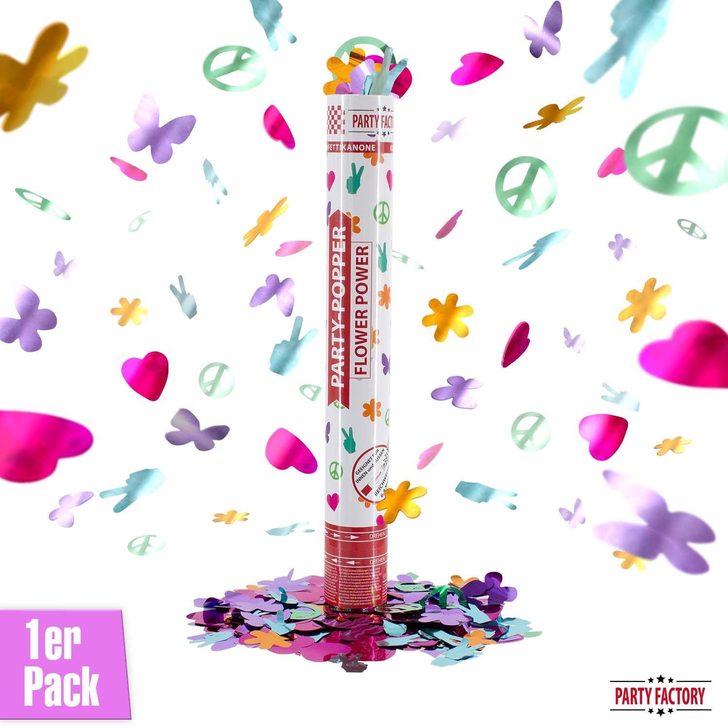 Party Factory Konfetti Party Popper 40 cm Flower Power Konfetti Shooter bunt für Party, Feier