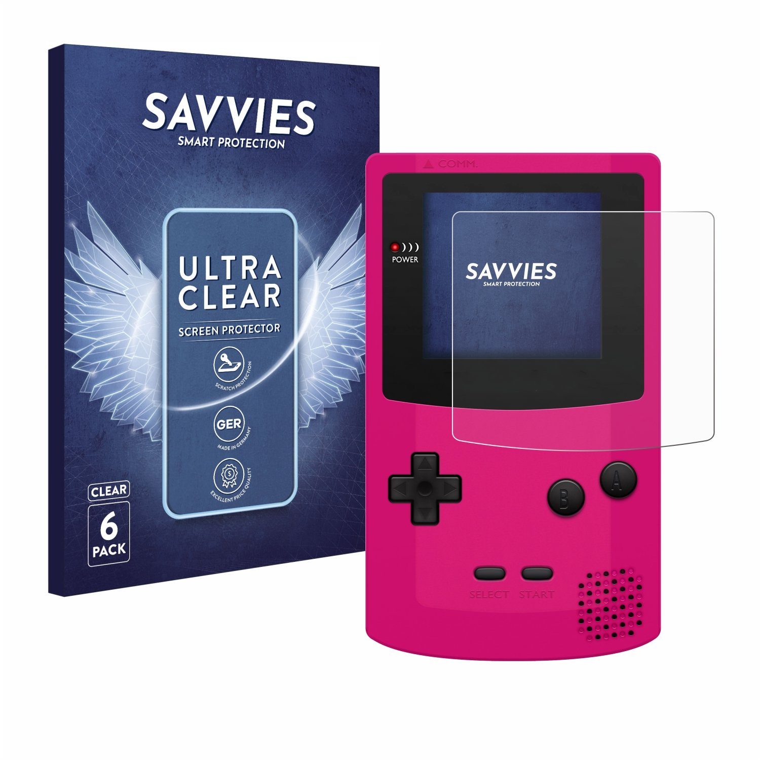 Savvies Displayschutzfolie Schutzfolie für Nintendo Gameboy Color, 6 Stück, Displayschutz Schutz Folie Klar Transparent