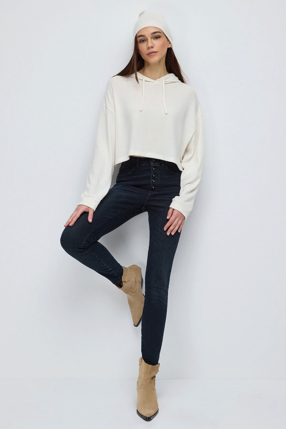 No Matter What Kapuzenpullover Kapuzen-Crop-Top aus weichem Strickmaterial günstig online kaufen