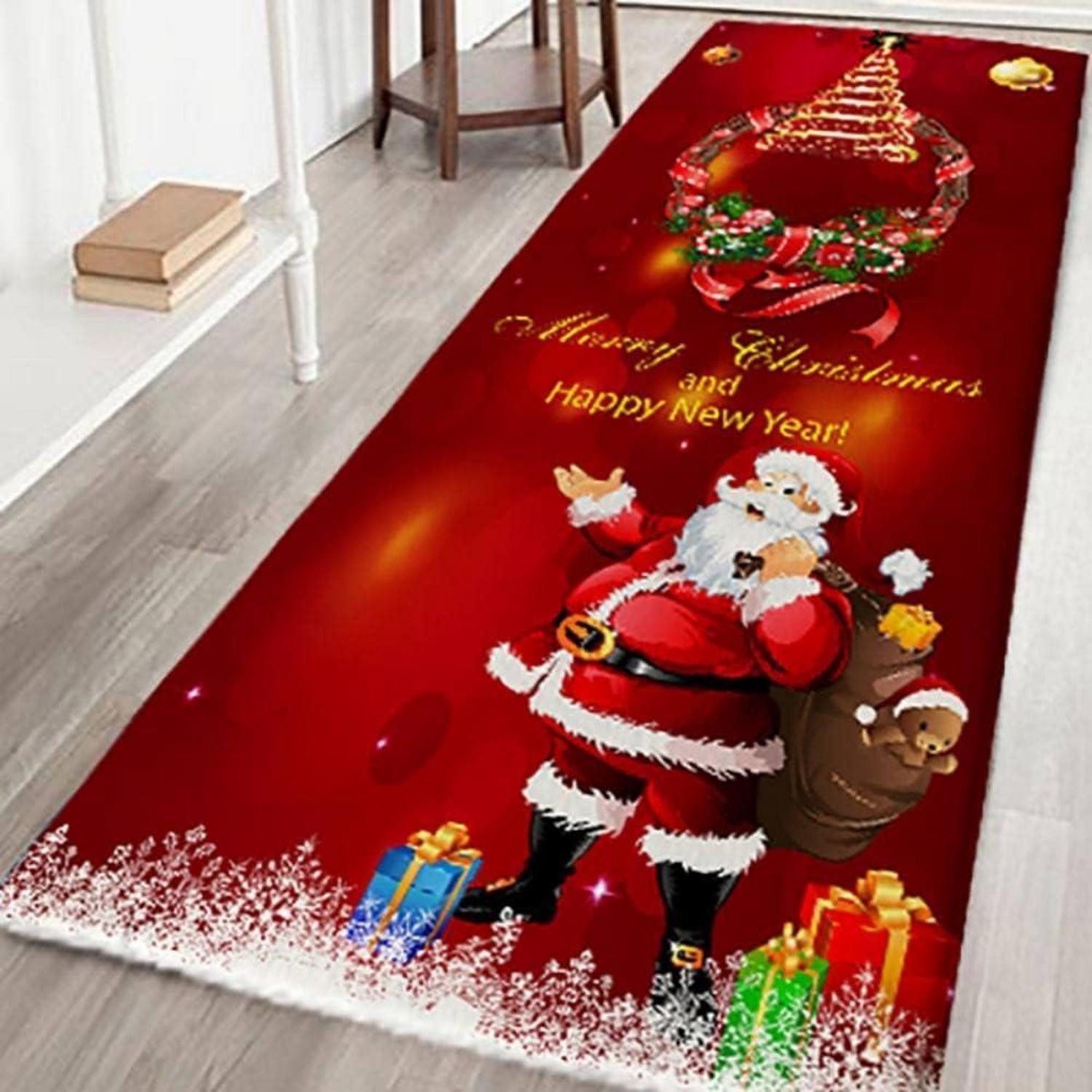LuxusKollektion Fußmatte Weihnachtsteppich 3D Rutschfest Weihnachtsdruck Flanell 5 Münzen Dicke, rechteckig, Höhe: 10 mm