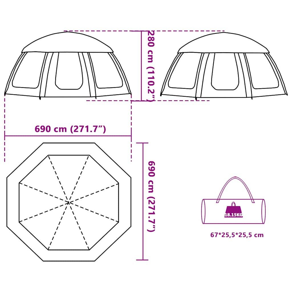 vidaXL Faltzelt Poolzelt mit abnehmbarem Überzelt Netzwänden Meergrün 690x690cm, (1 tlg)