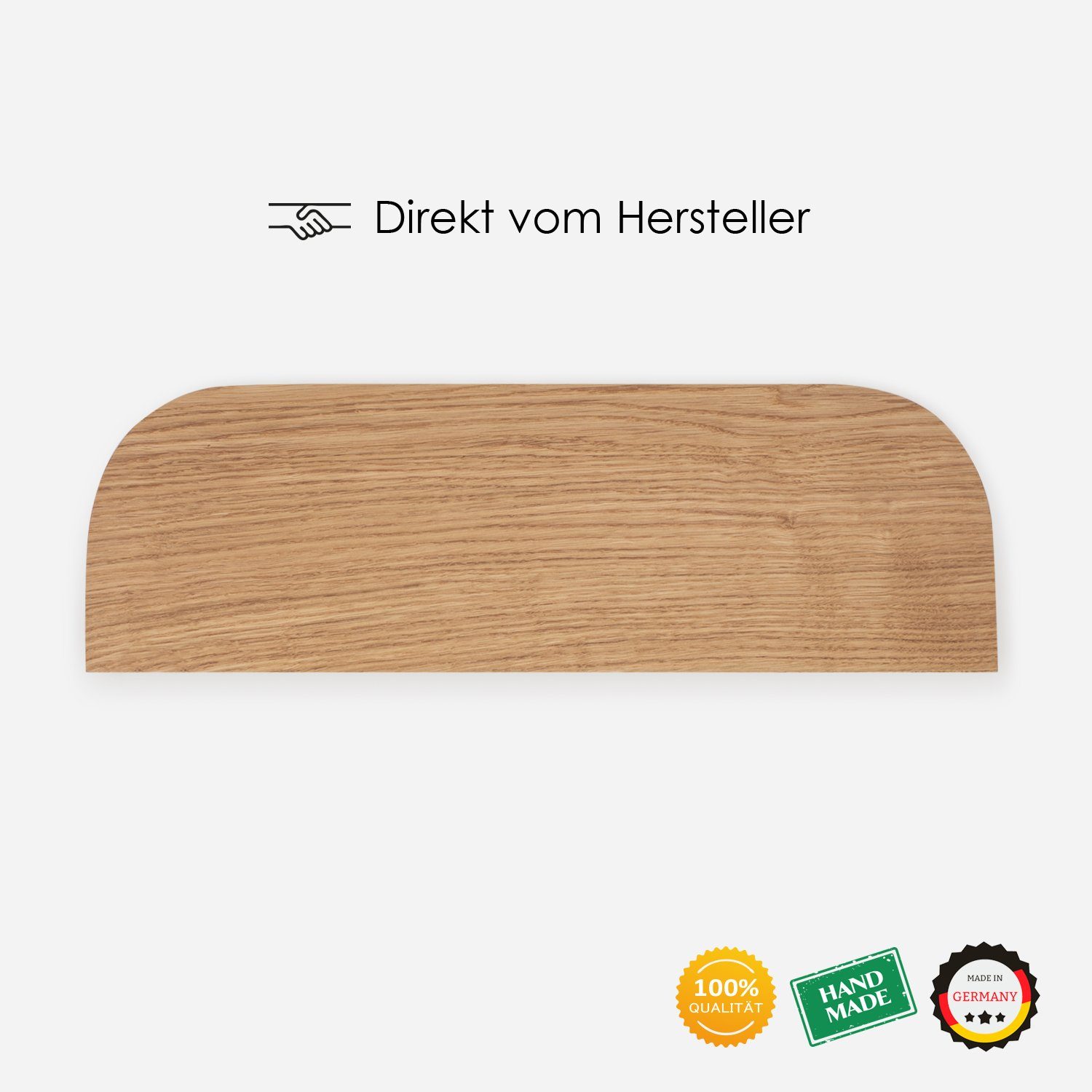 massiv - Ecken Rikmani Handgefertigtes Hell Eiche MARI Regal Holz II mit runden Wandregal