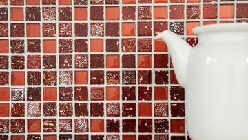 Mosani Mosaikfliesen Kunststein Rustikal Mosaikfliese Glasmosaik Resin dunkelrot