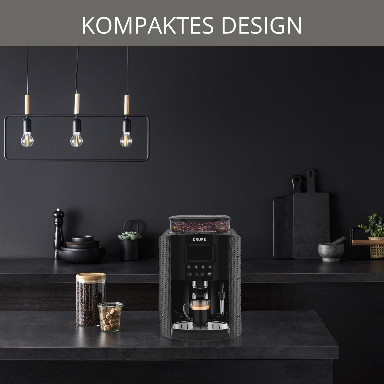 Krups Kaffeevollautomat EA8150, Arabica Display, LCD-Display, Speichermodus, Dampfdüse für Cappuccino