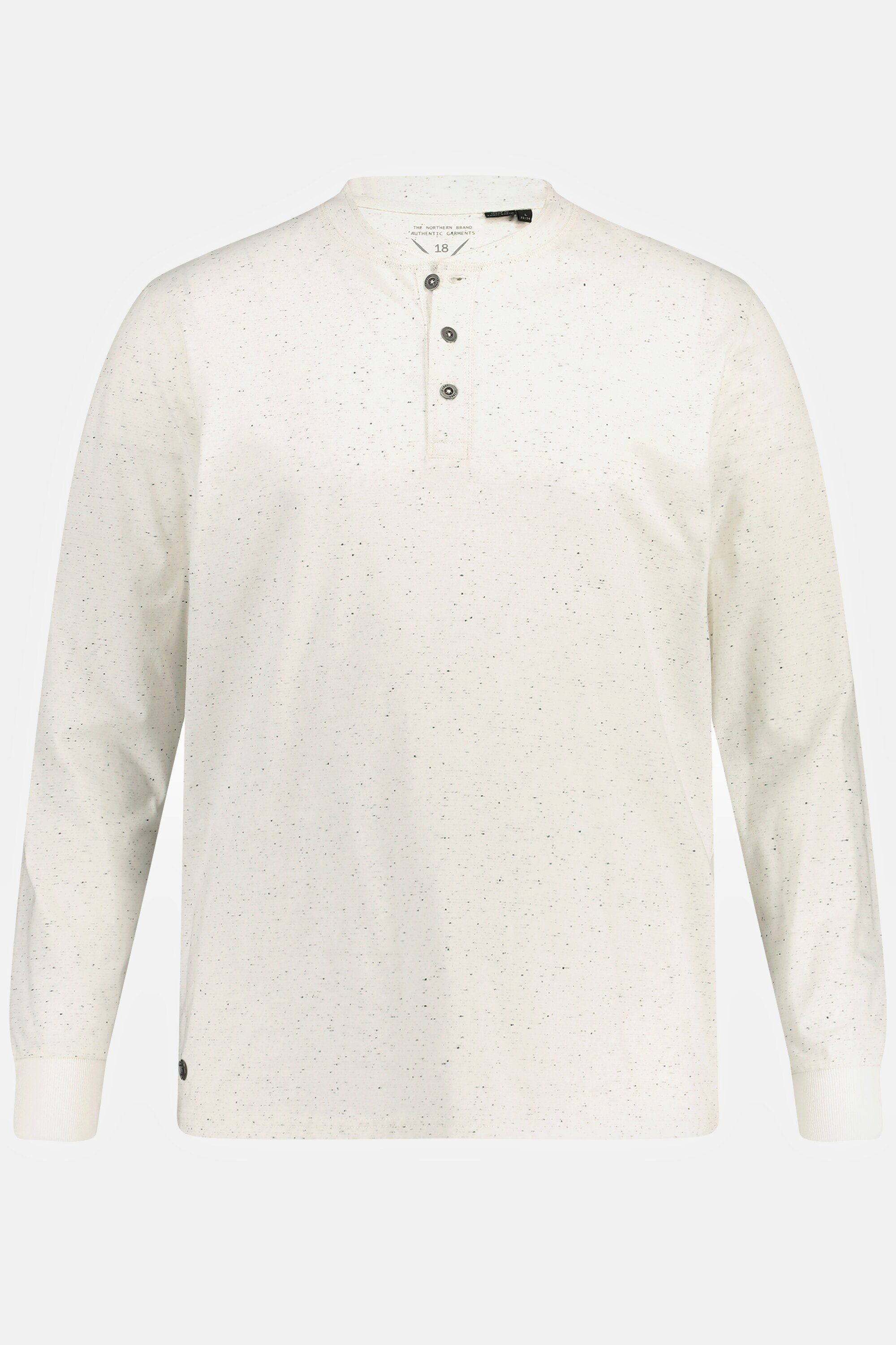 Strukturjersey Rundhals Knopfleiste Henley T-Shirt JP1880 Langarm