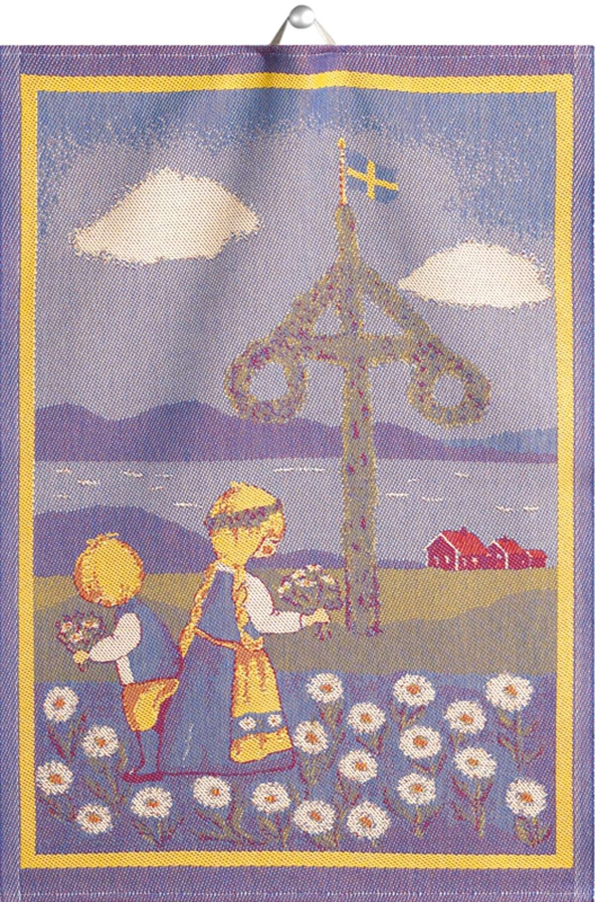 EKELUND MASTER WEAVERS 1692 Geschirrtuch Küchenhandtuch Svensk Sommar 35x50 cm, (1-tlg., 1 x Geschirrtuch), Pixel gewebt (3-farbig)