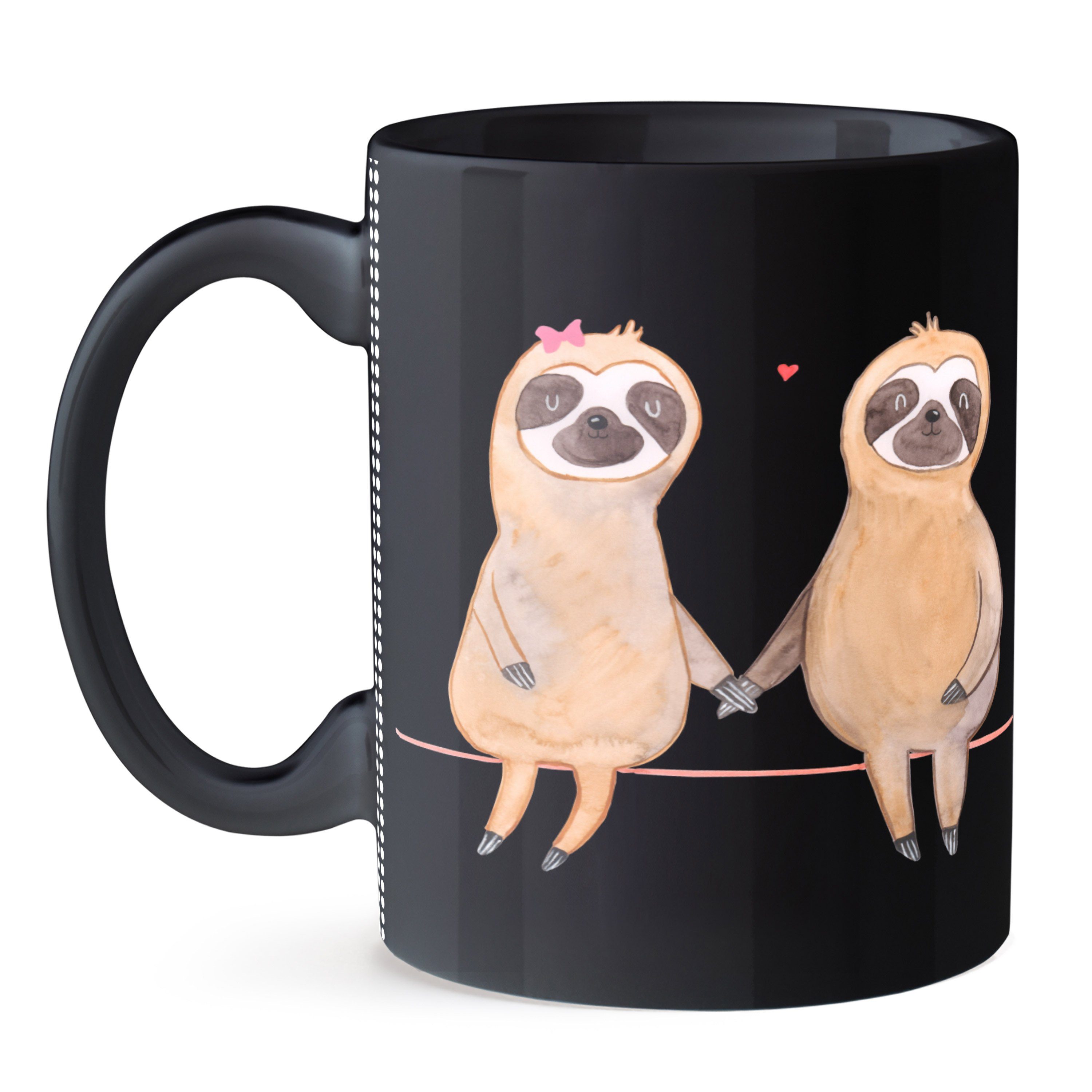 Mrs. Schwarz Panda Pärchen Liebe, - Keramik Faultier Schwarz - verliebt, Tasse gemeinsam, & Mr. Geschenk, Ta,